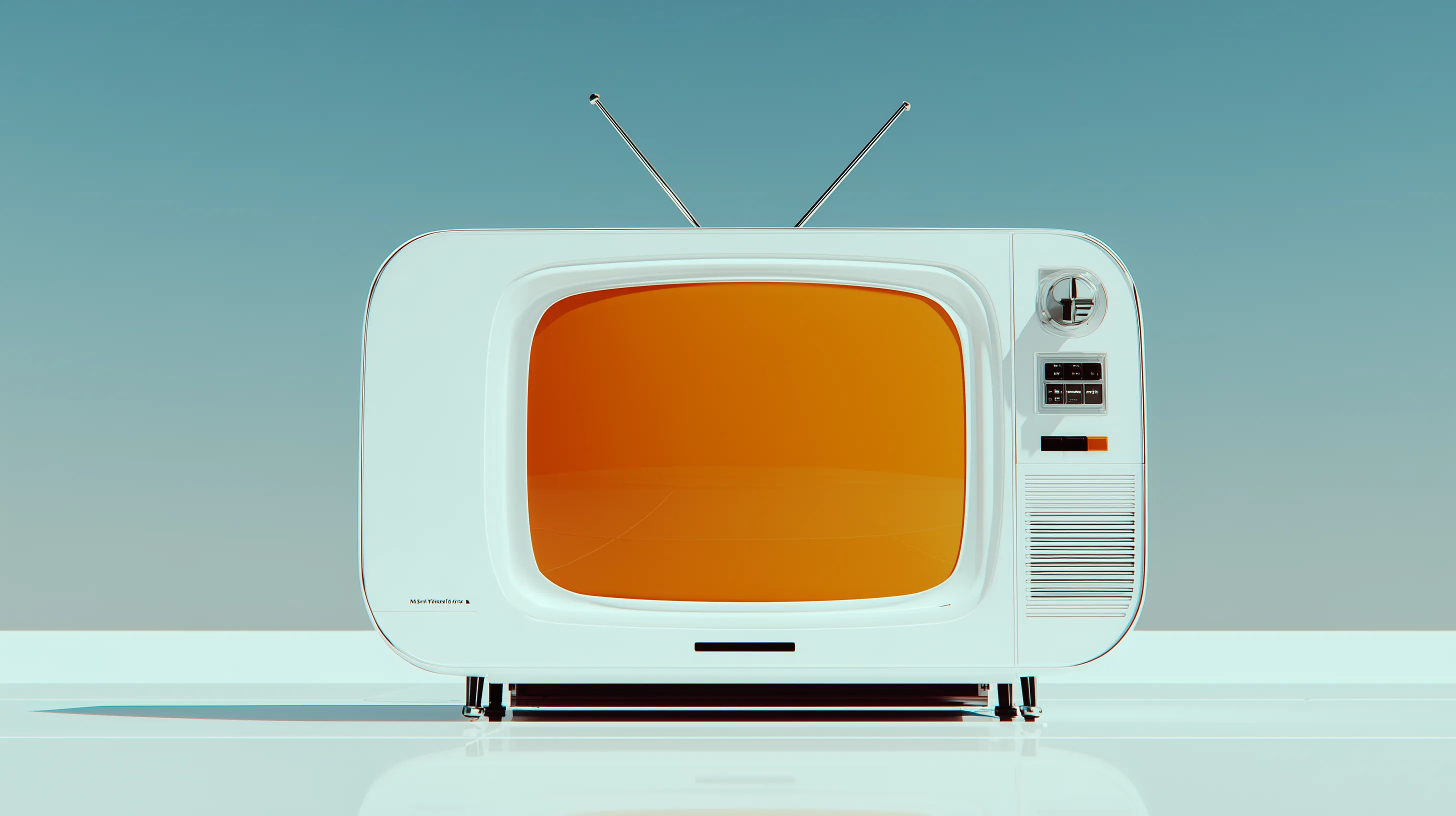Retro TV with Orange Screen on Blue Background