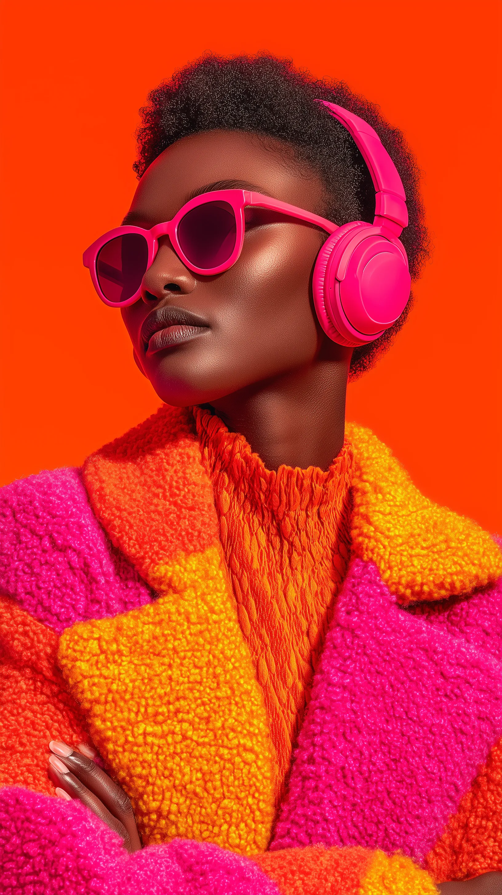 Vibrant Portrait in Pink and Orange