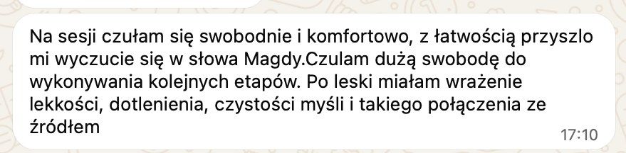 Wiadomość od uczestniczki sesji online