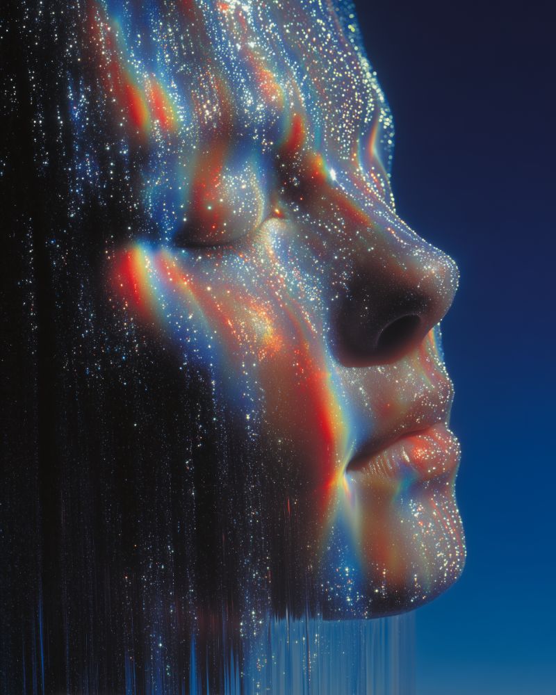 Surreal Cosmic Profile with Rainbow Light
