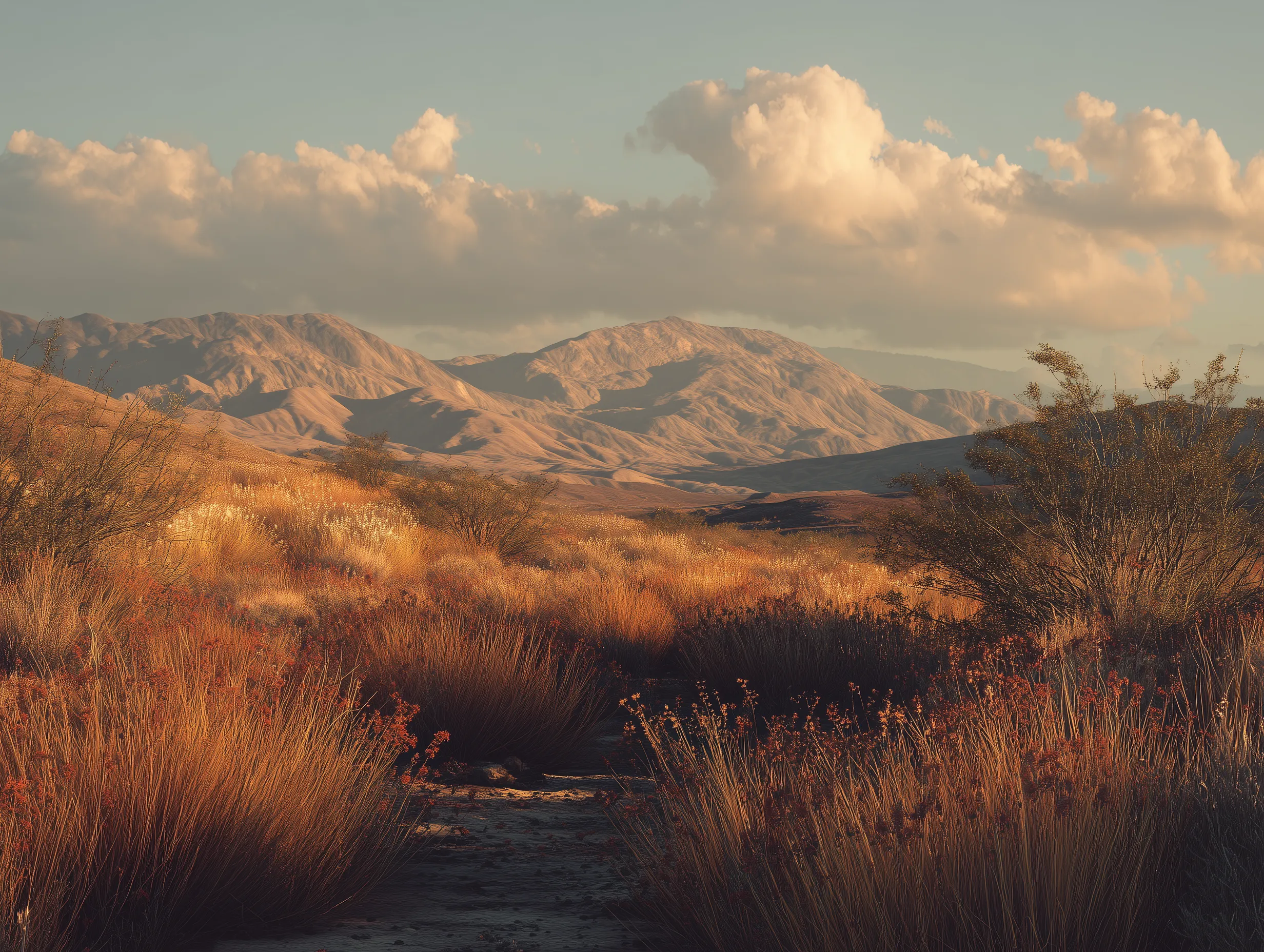 Golden Hour Desert Mountain Landscape