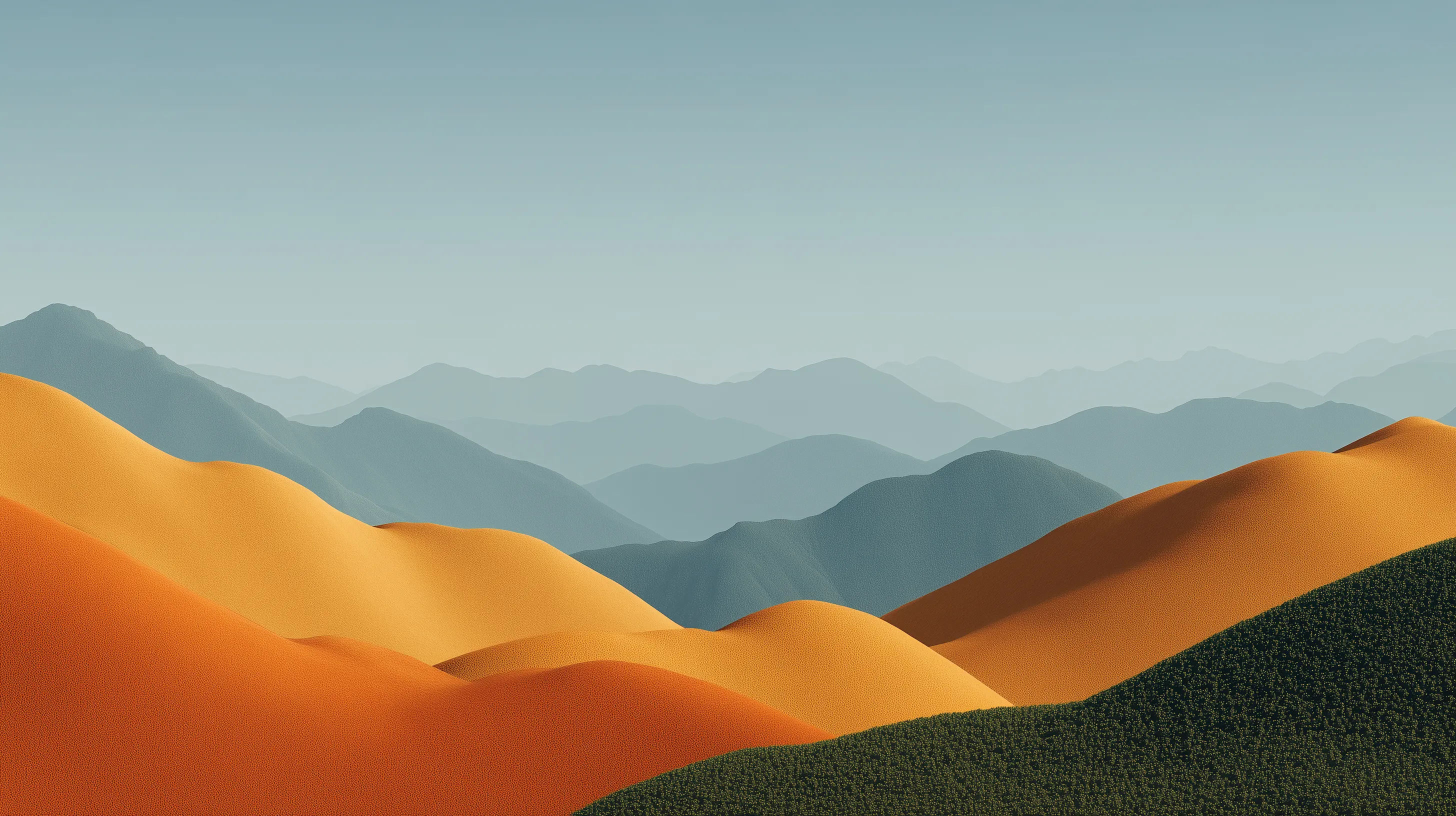 Minimalist desert hills and distant mountains