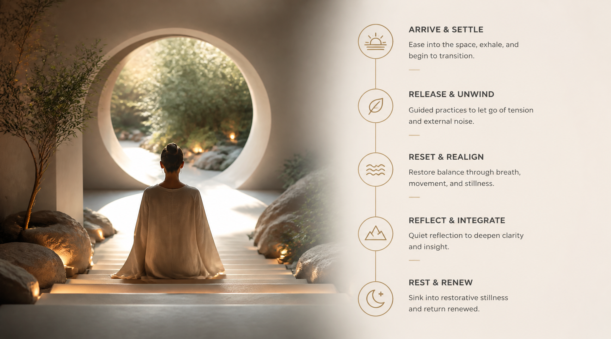 Mindful Retreat Infographic and Meditation Scene