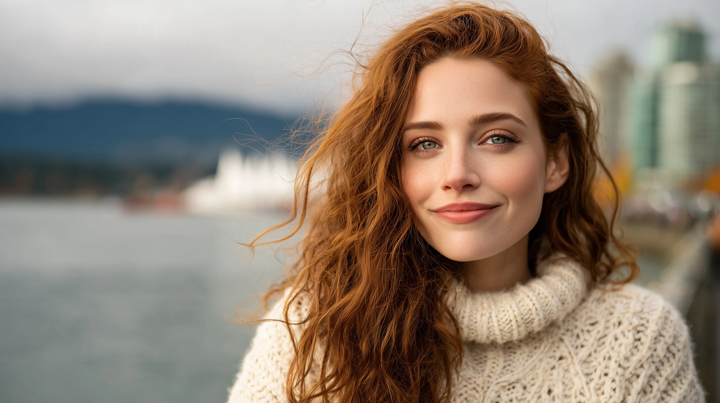 Portrait of a Woman with Red Hair by the Water