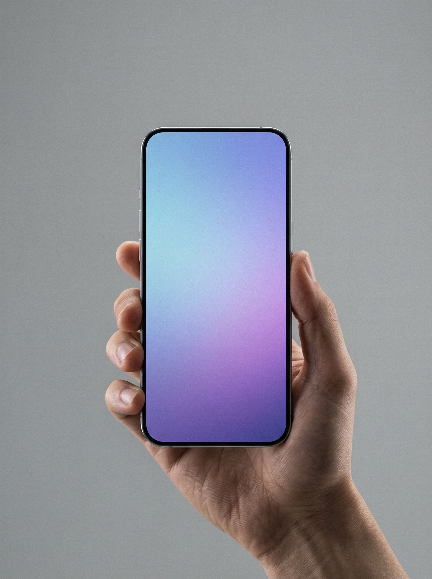 Hand holding bezel-less smartphone mockup