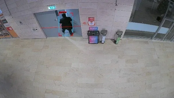 Office entrance monitoring with motion detection zones