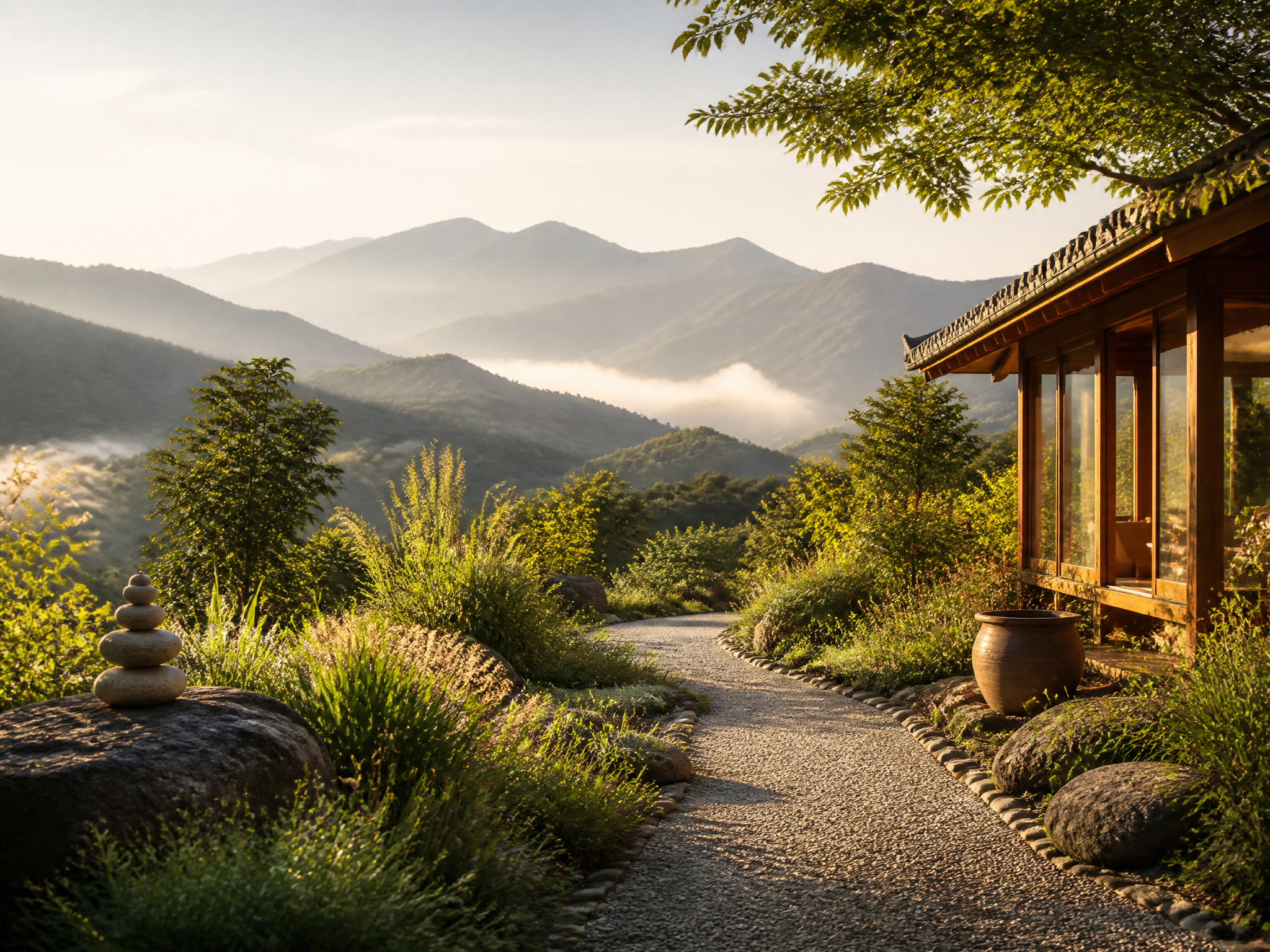 Zen Mountain Retreat at Sunrise