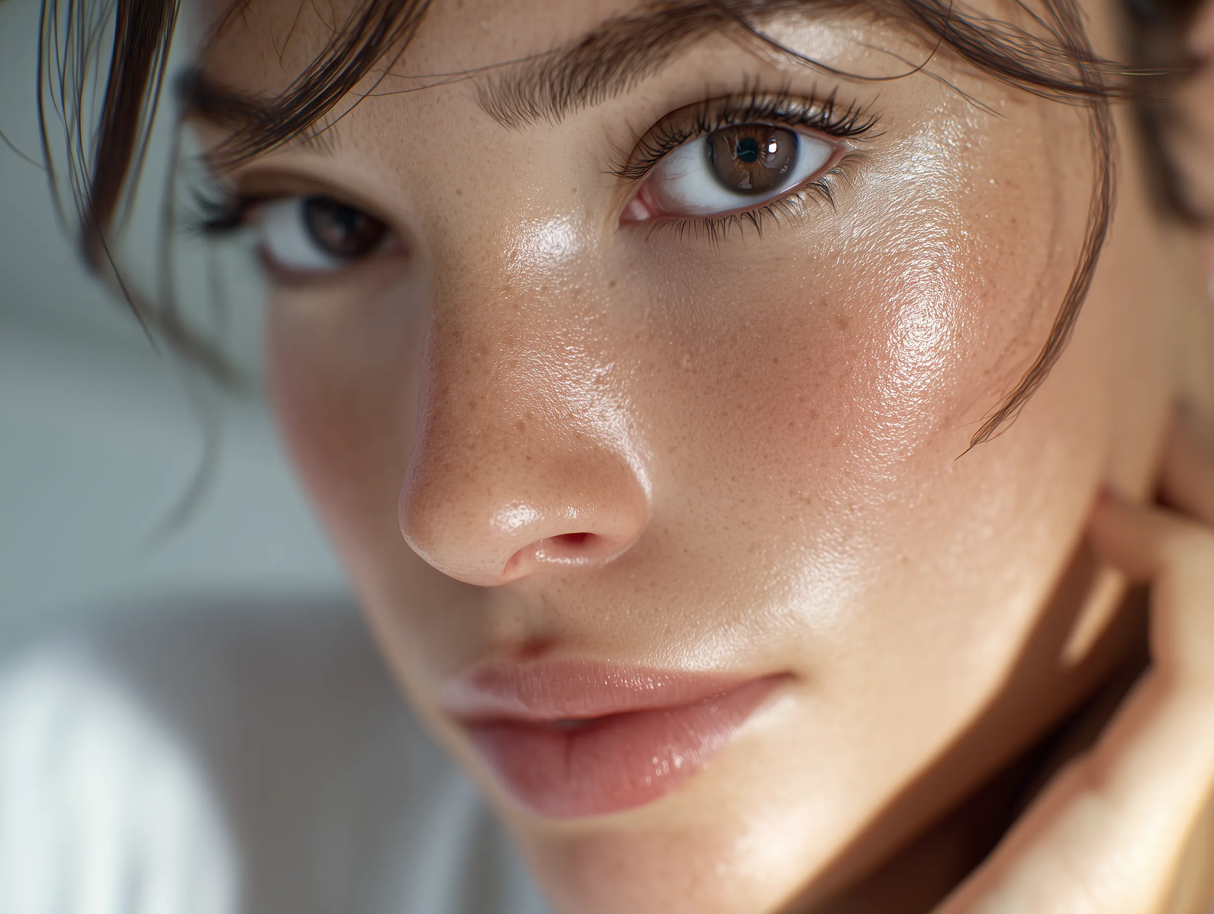 Extreme Close-Up Portrait of Radiant Glowing Skin
