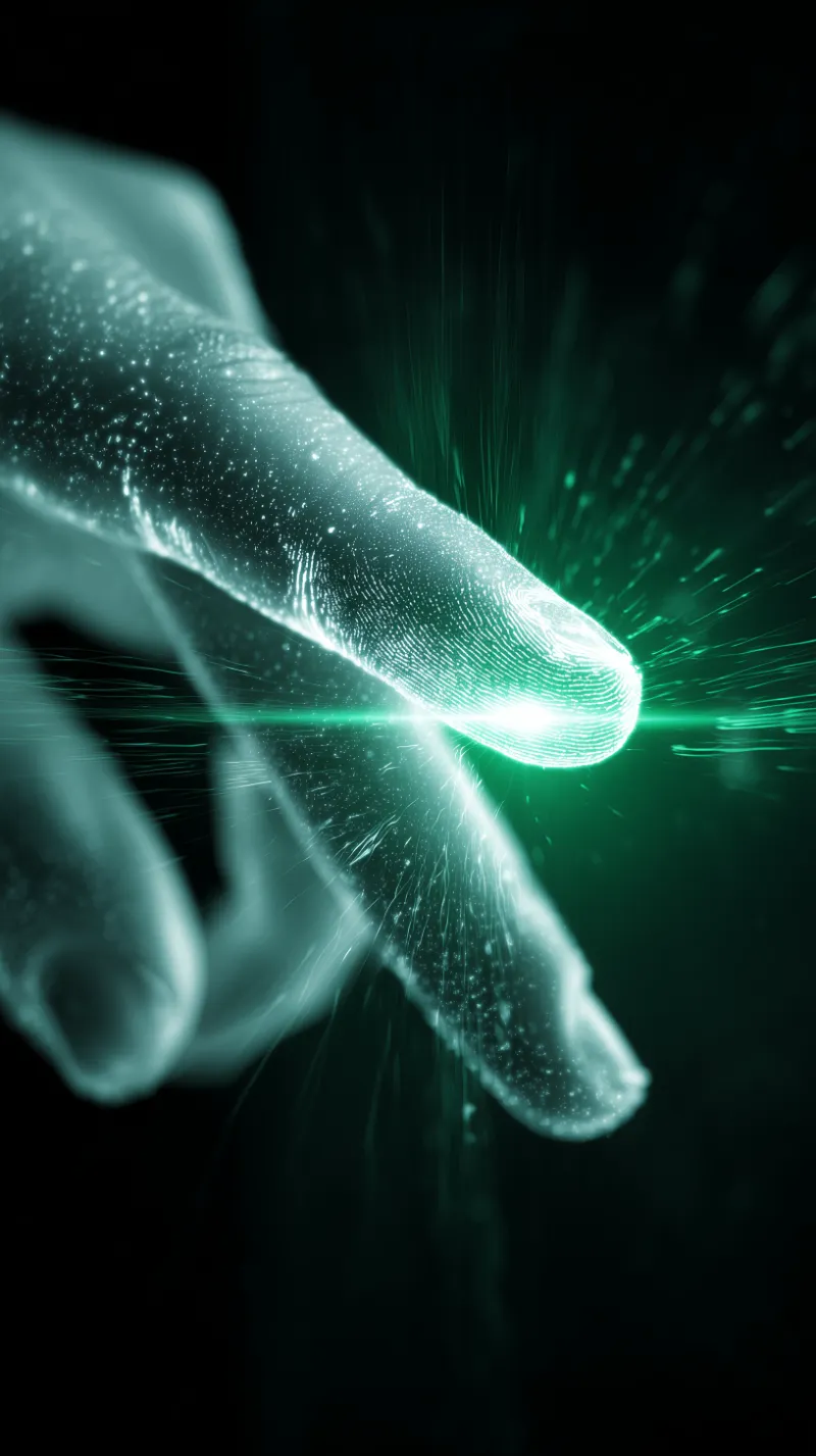 Finger Activating Futuristic Green Light