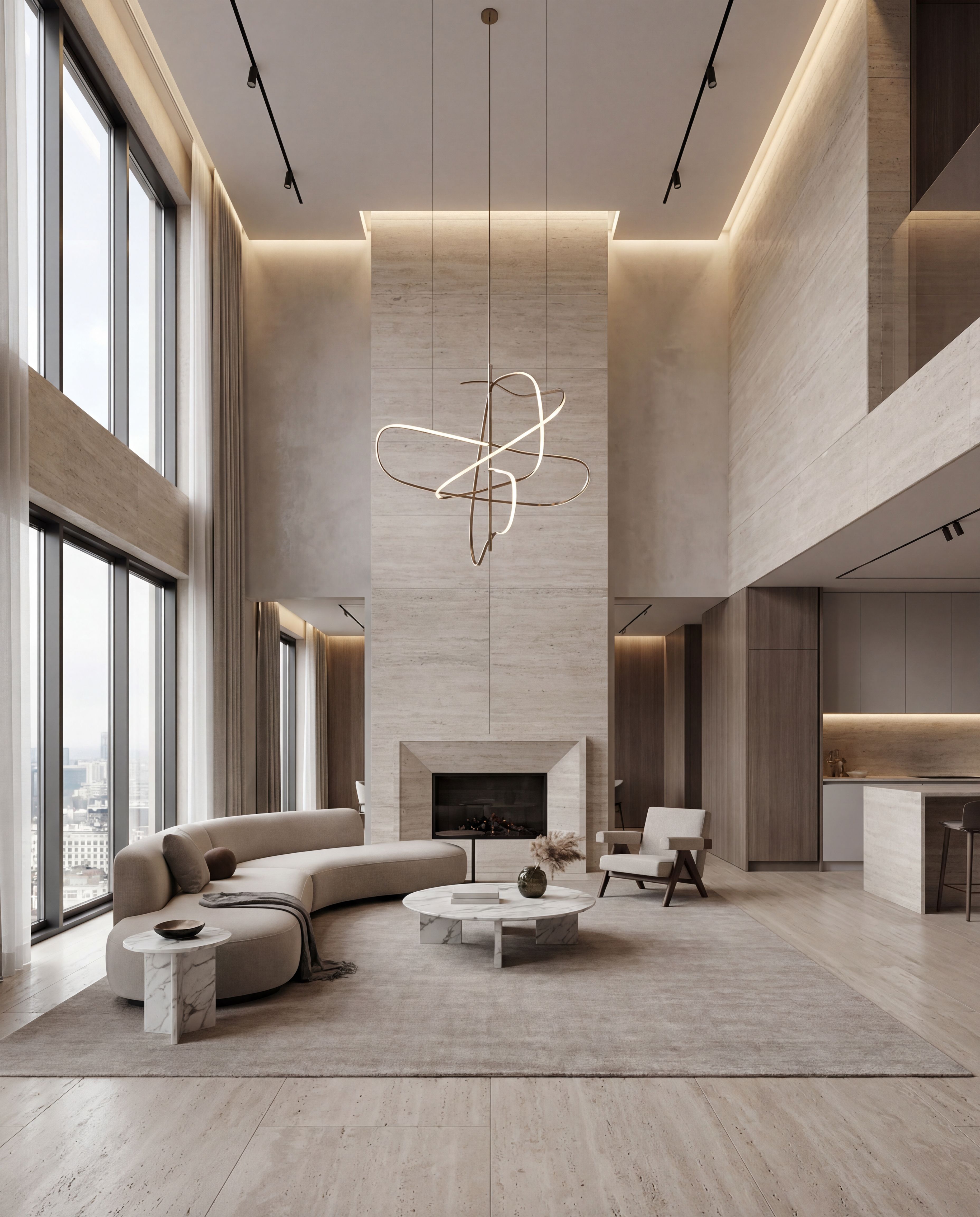 Minimalist Neutral Luxury Living Room Interior