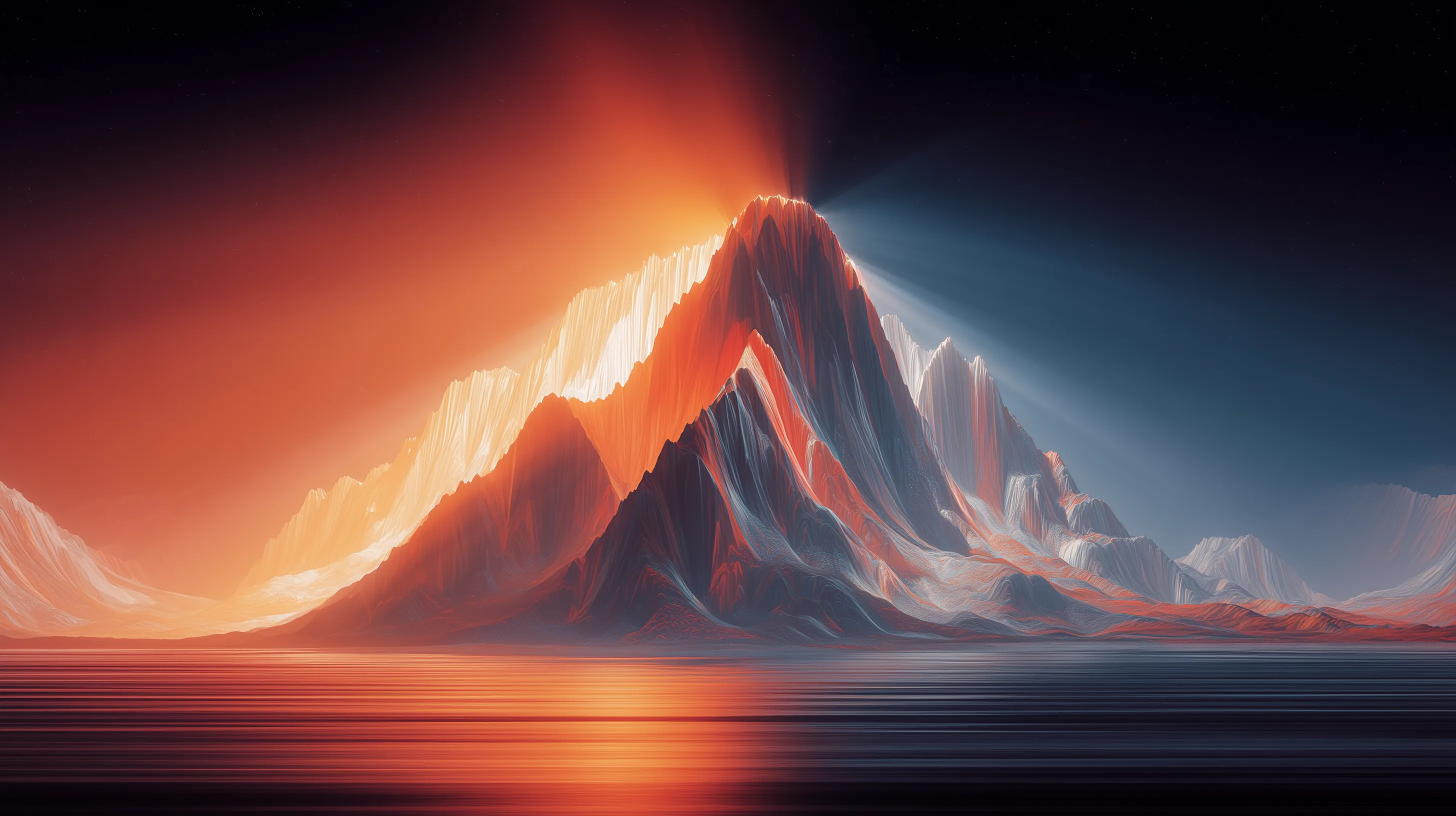 Abstract Glowing Mountain Landscape