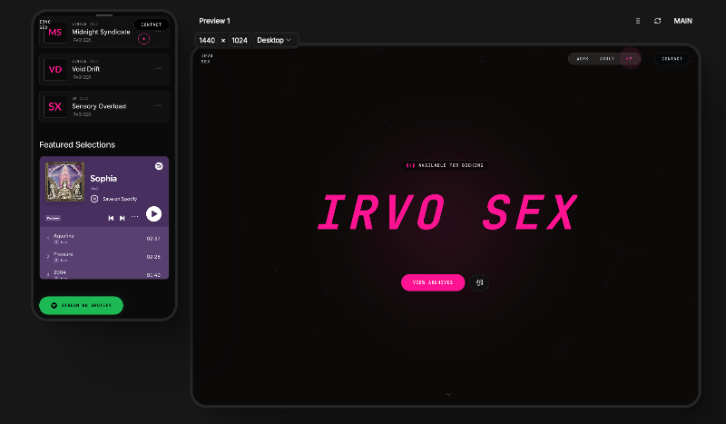 IRVO Artist Page Preview