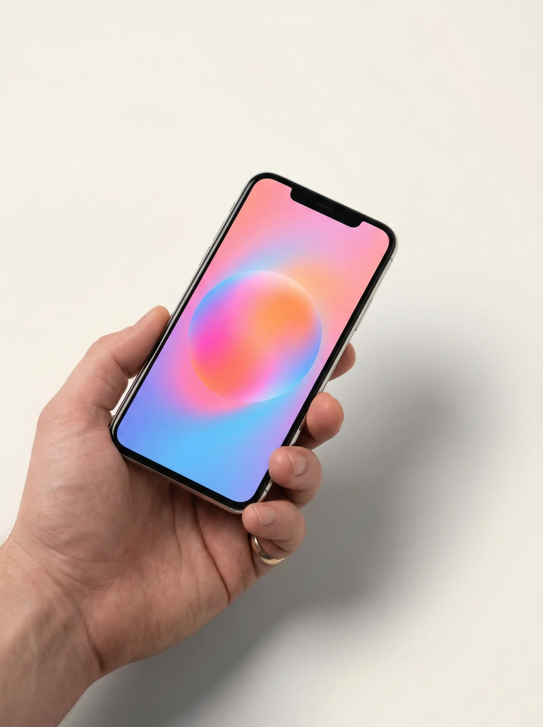 Hand Holding Smartphone with Gradient Screen