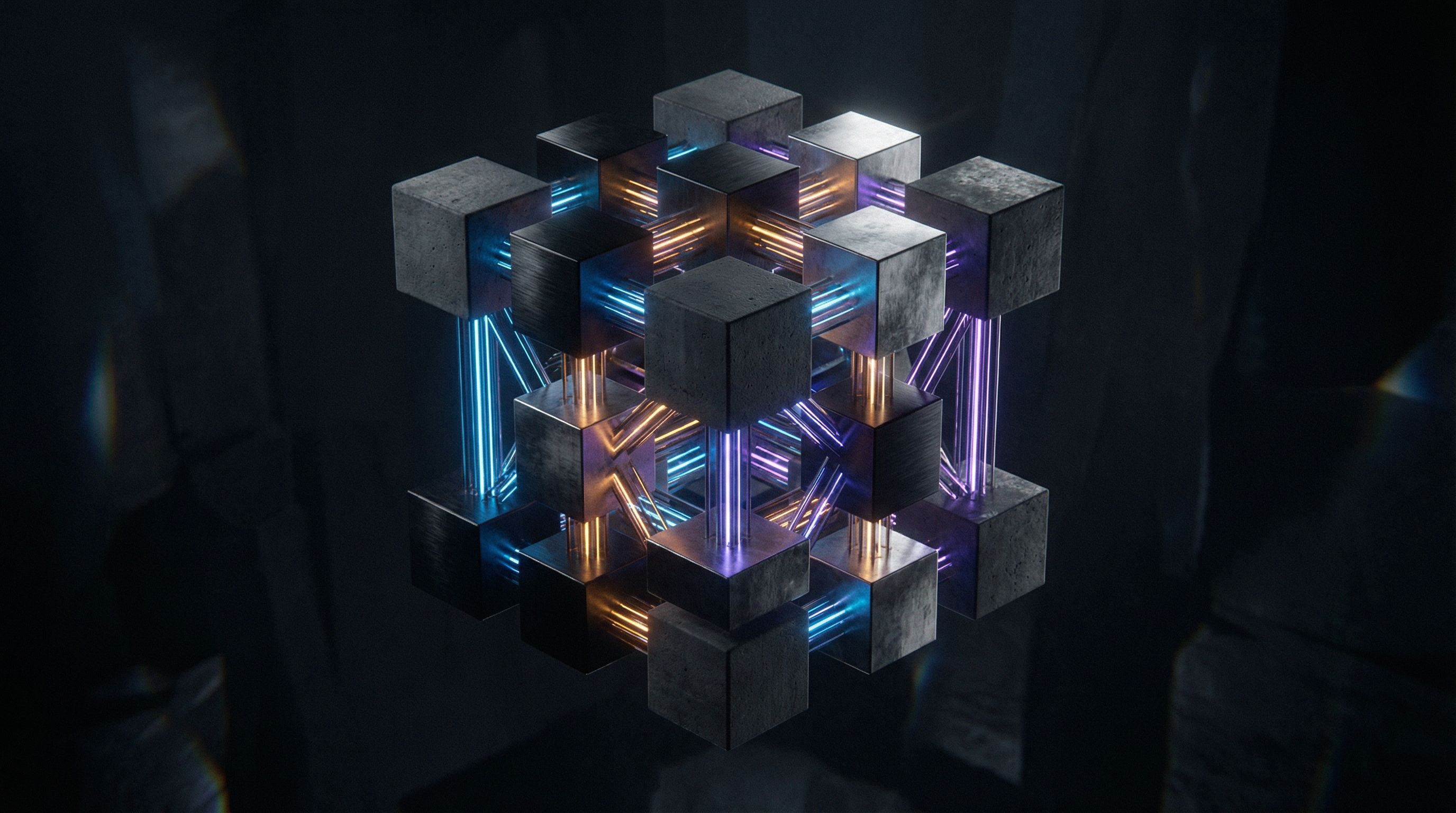 Futuristic glowing cube structure