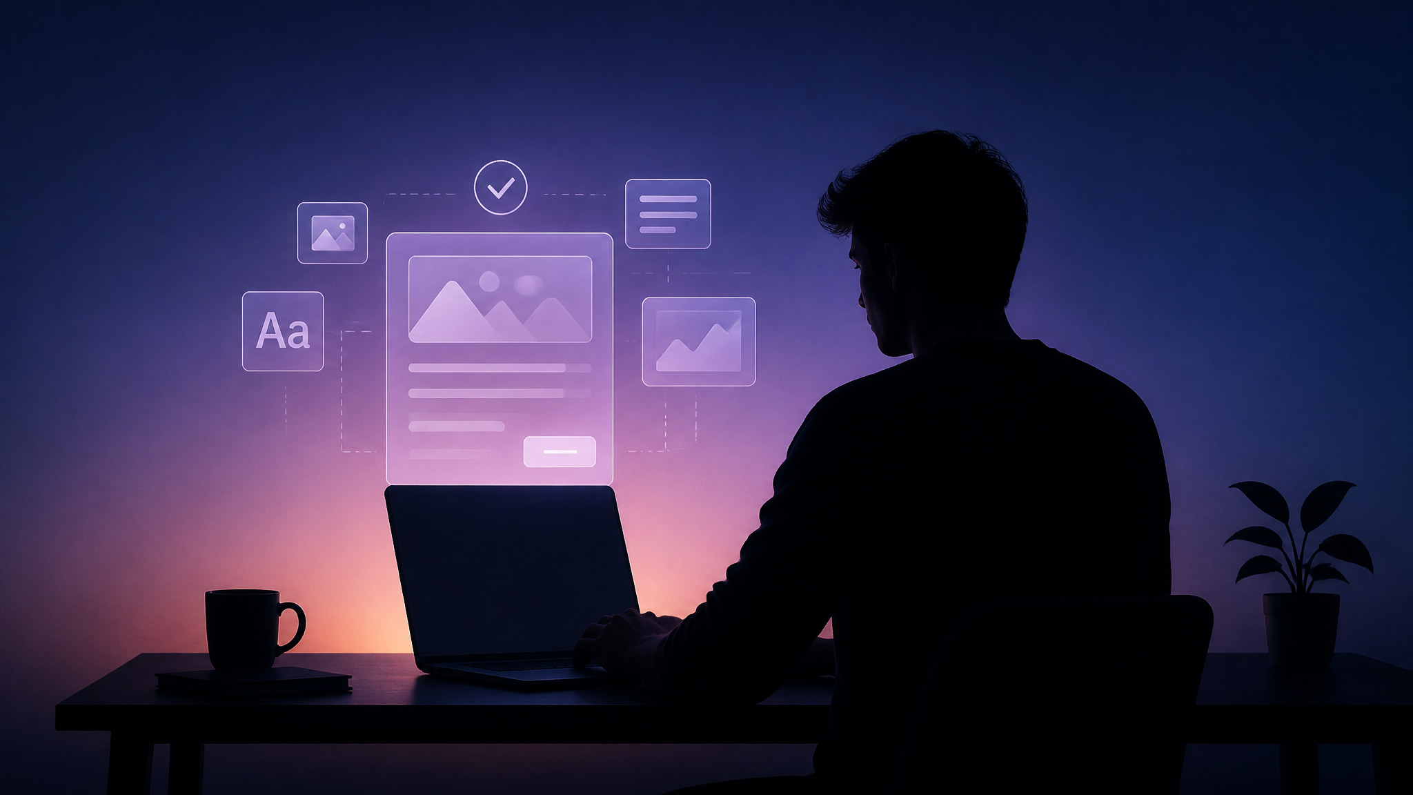 Digital Content Creation and UI Interface Silhouette