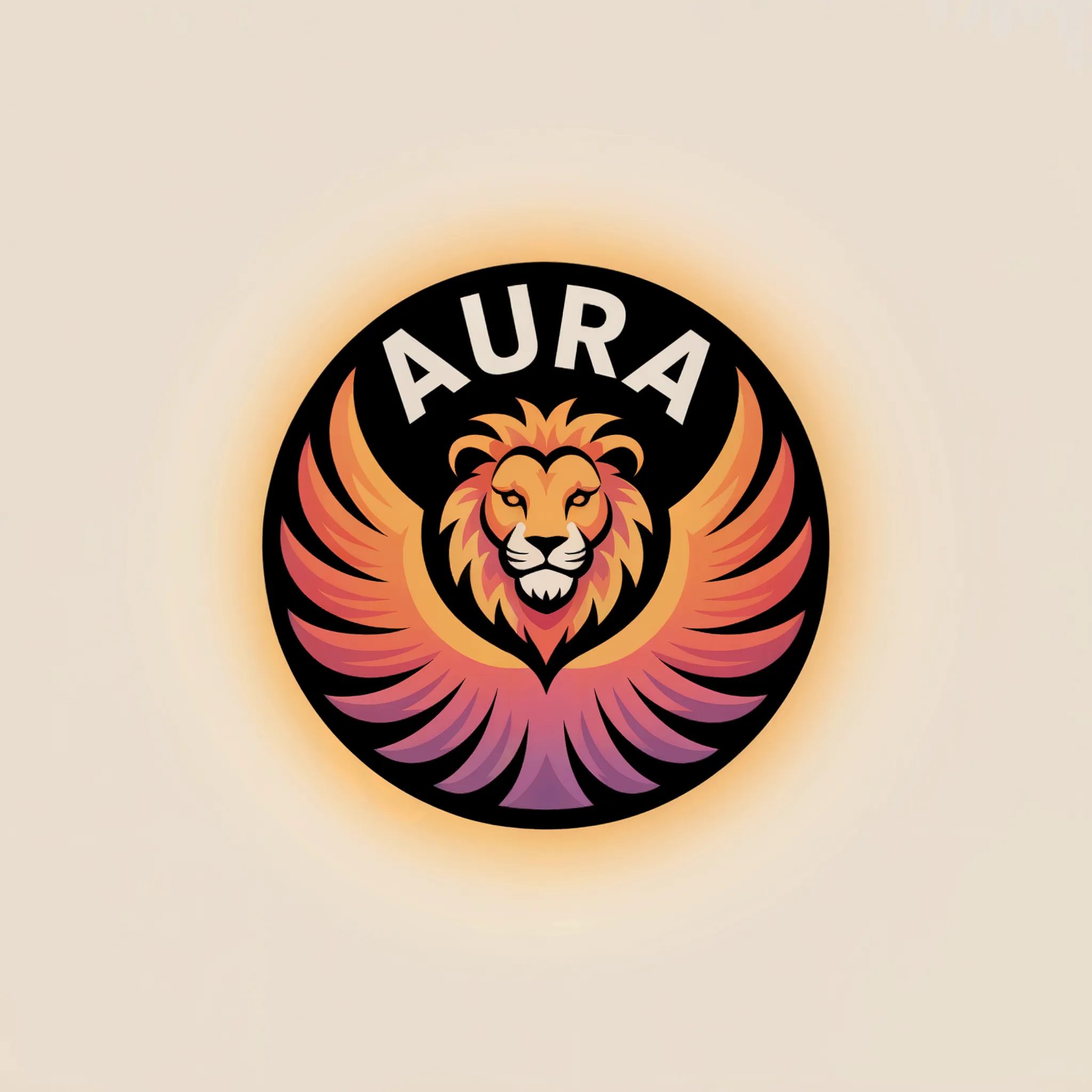 Aura Lion Emblem with Gradient Phoenix Wings