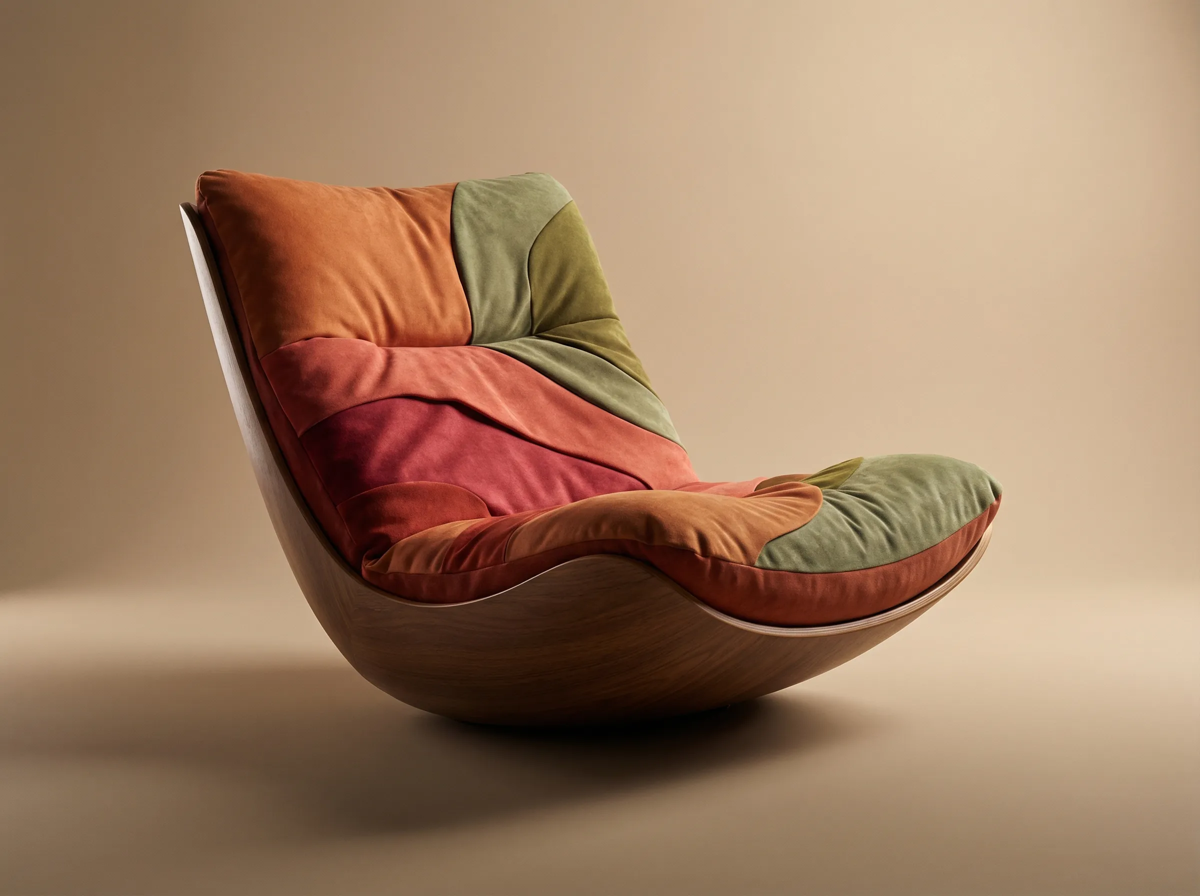 Colorful modern lounge chair on beige background