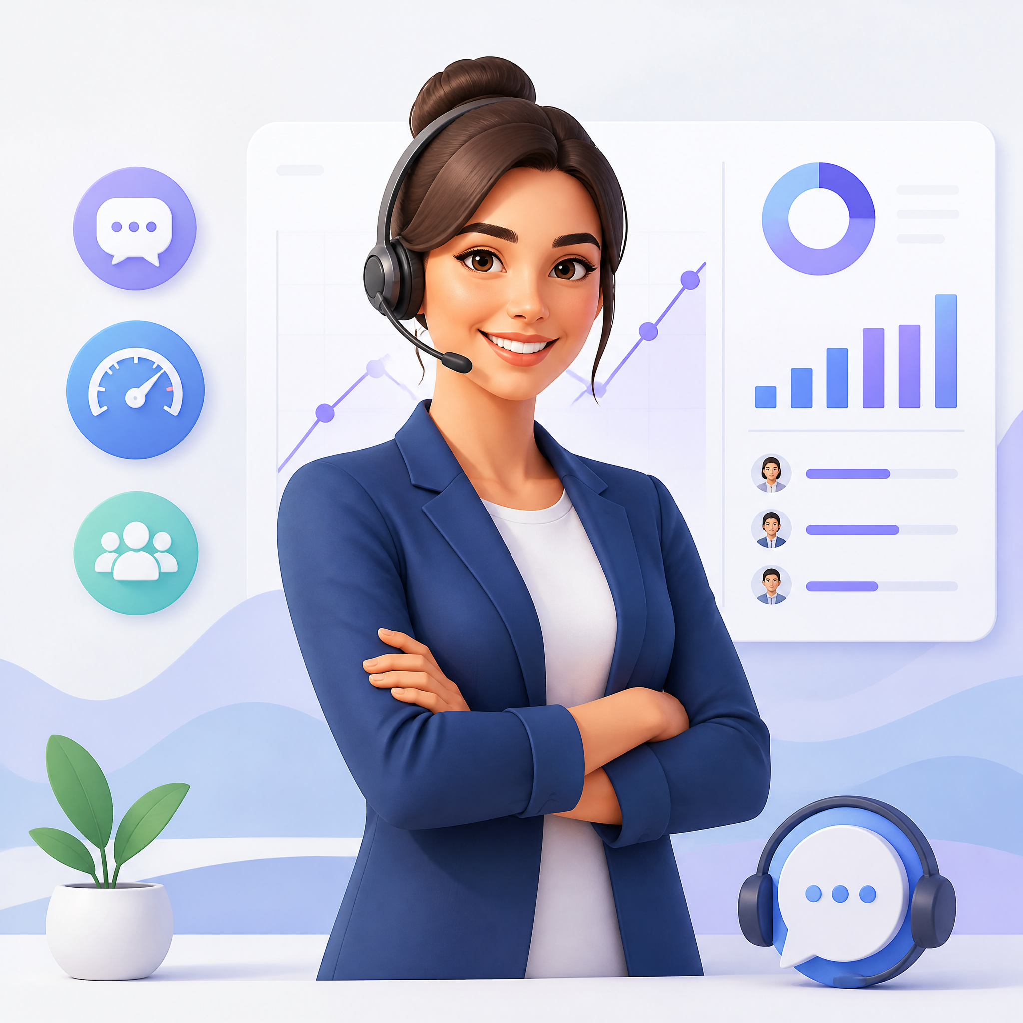3D Illustration of Customer Support Representative