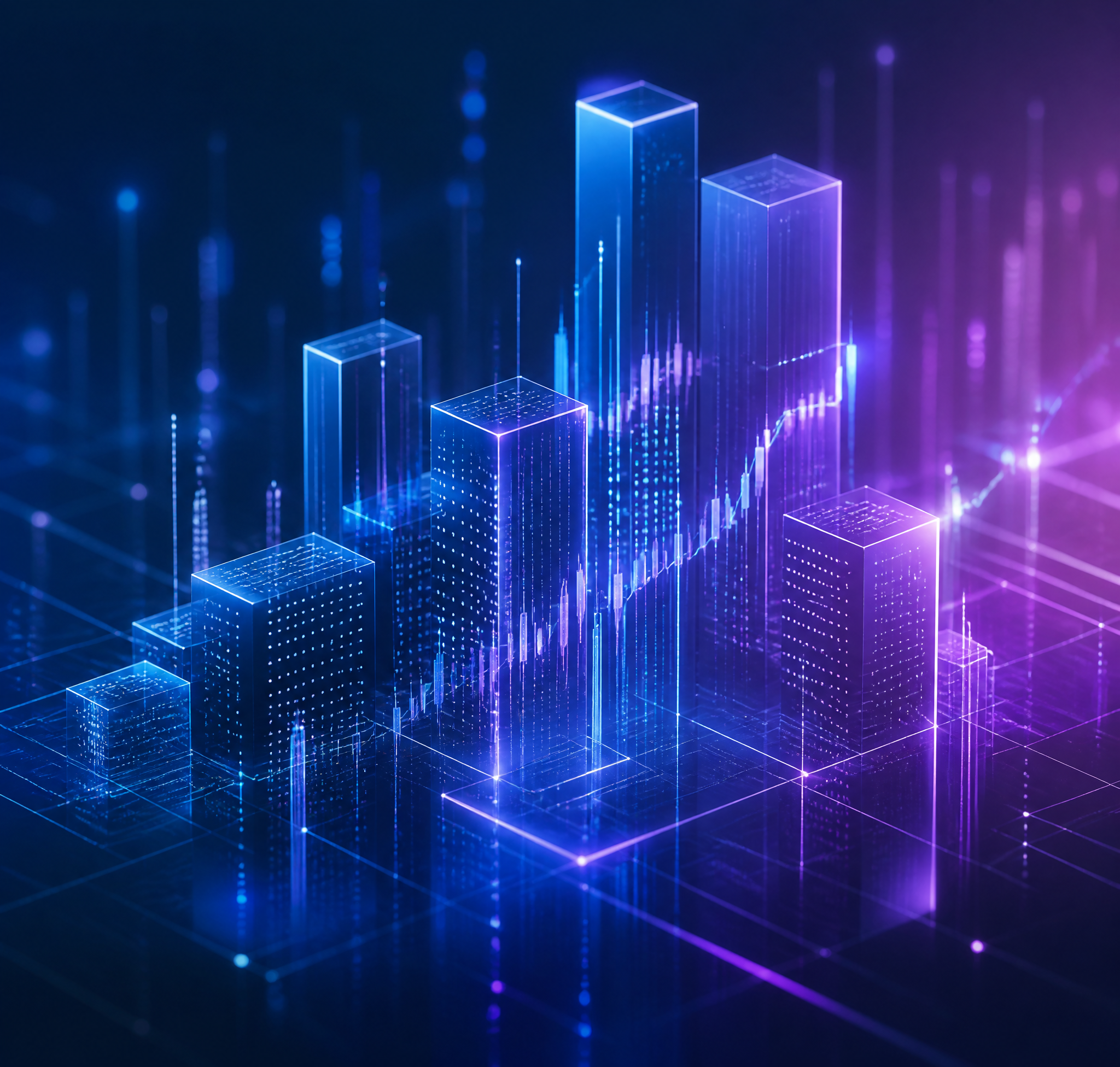 3D Digital Financial Growth Chart