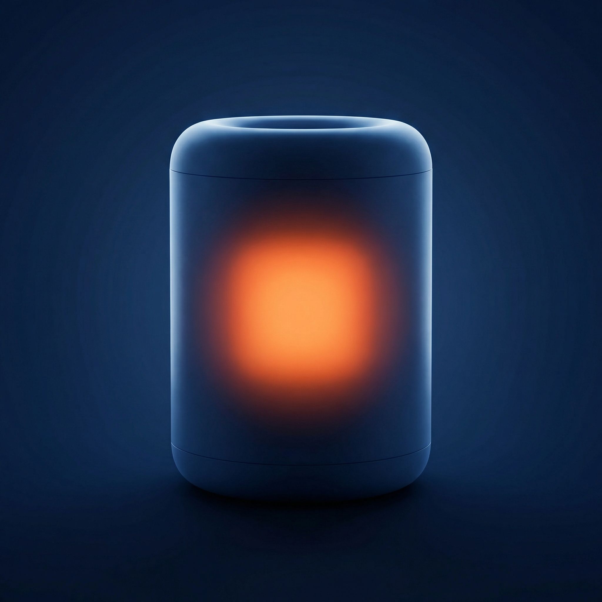 Minimalist glowing cylinder on dark background
