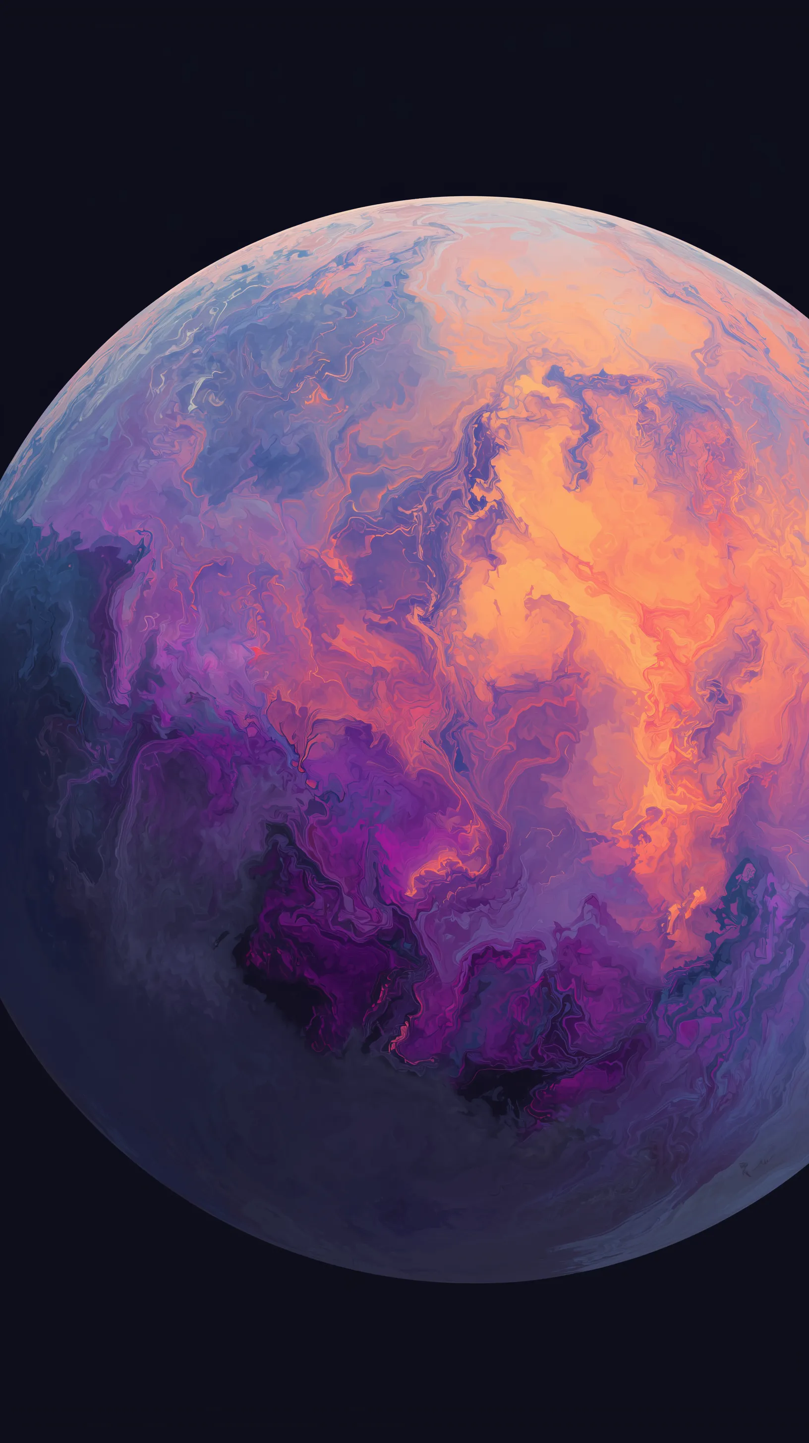 Abstract Planet in Purple and Orange