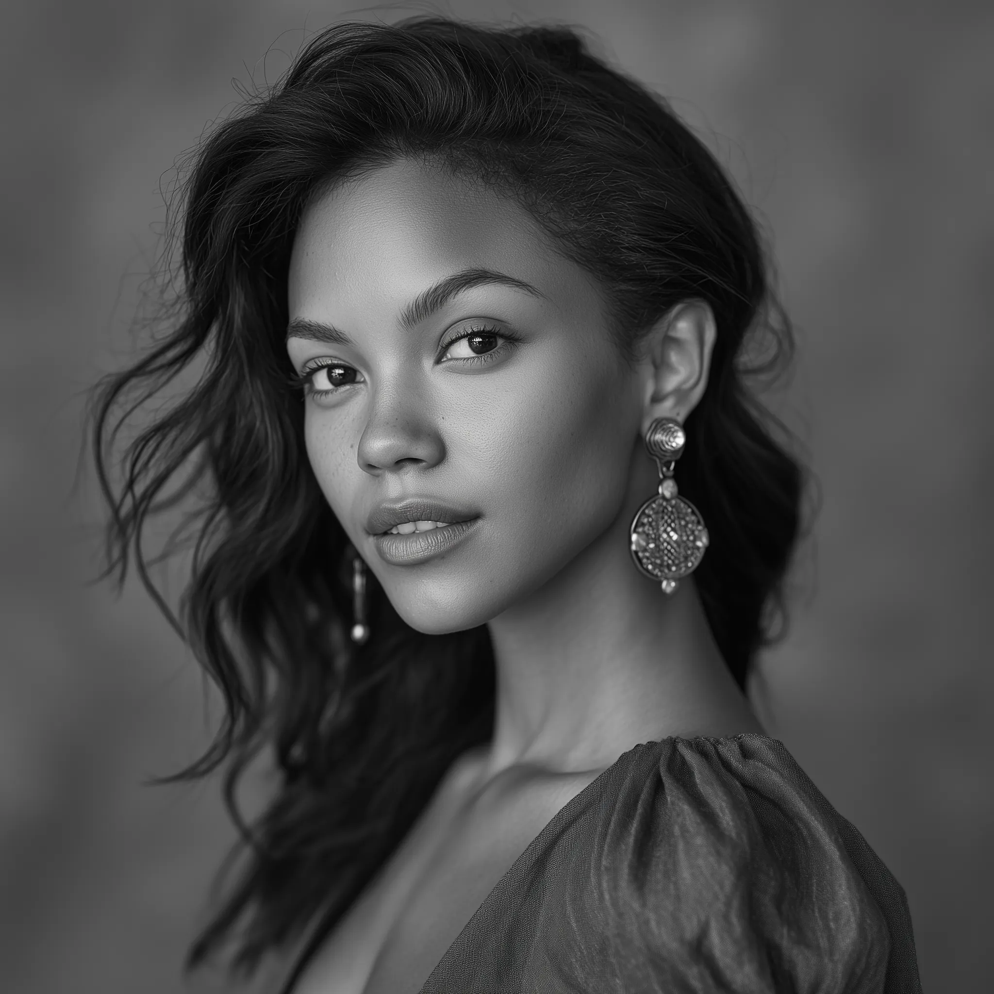 Elegant black and white female portrait