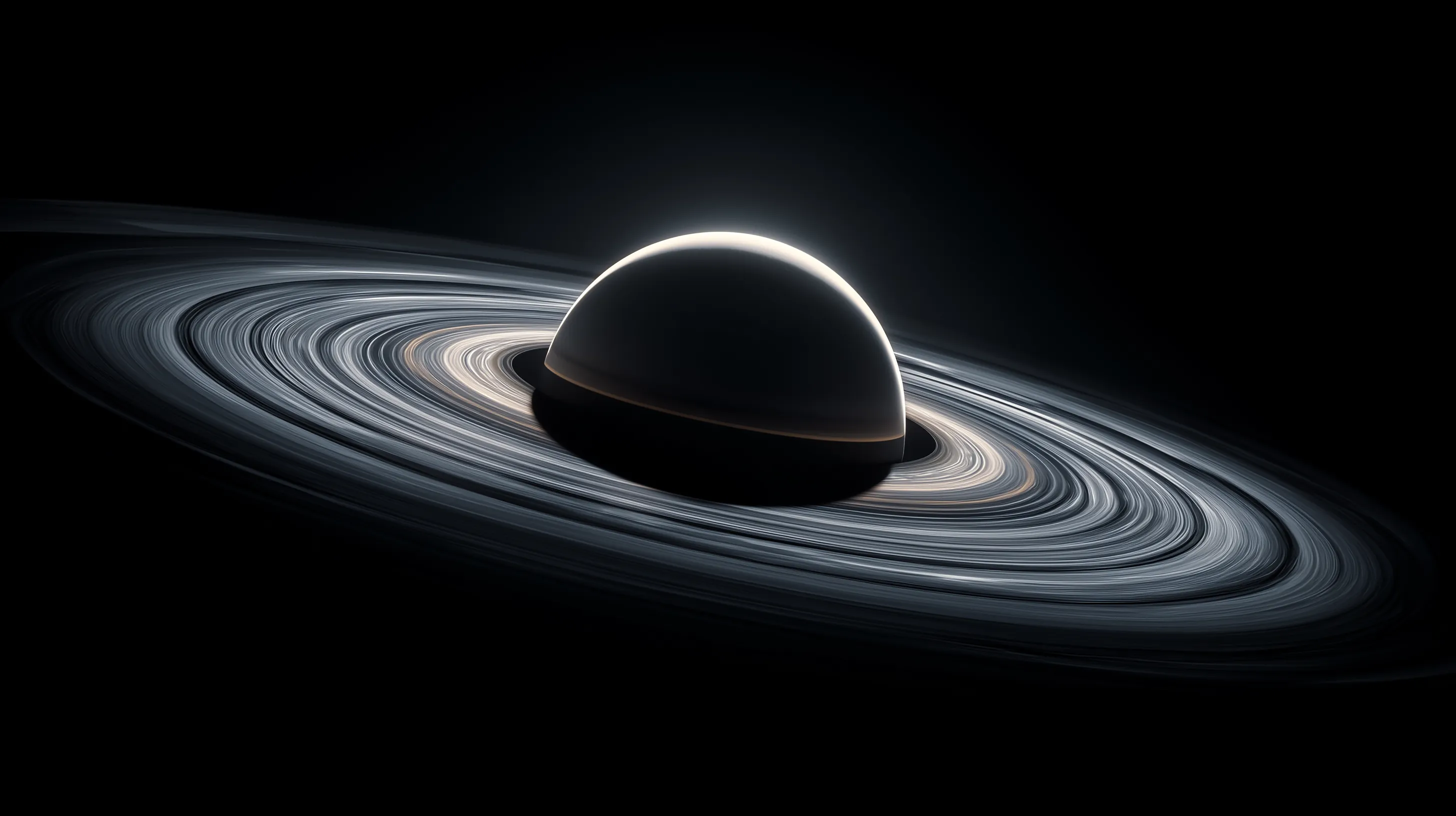 Cinematic Ringed Planet in Deep Space