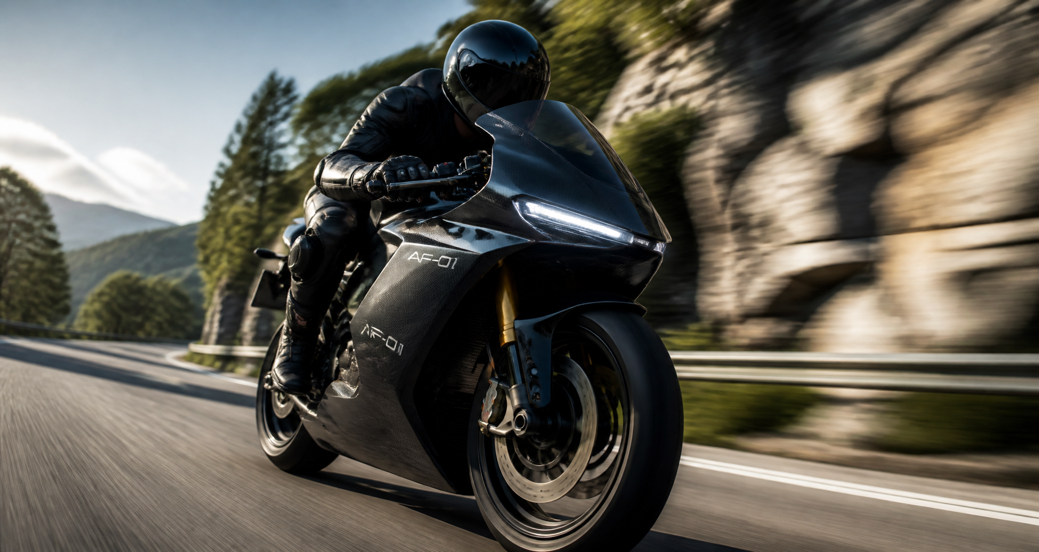 AF-01 rider at speed