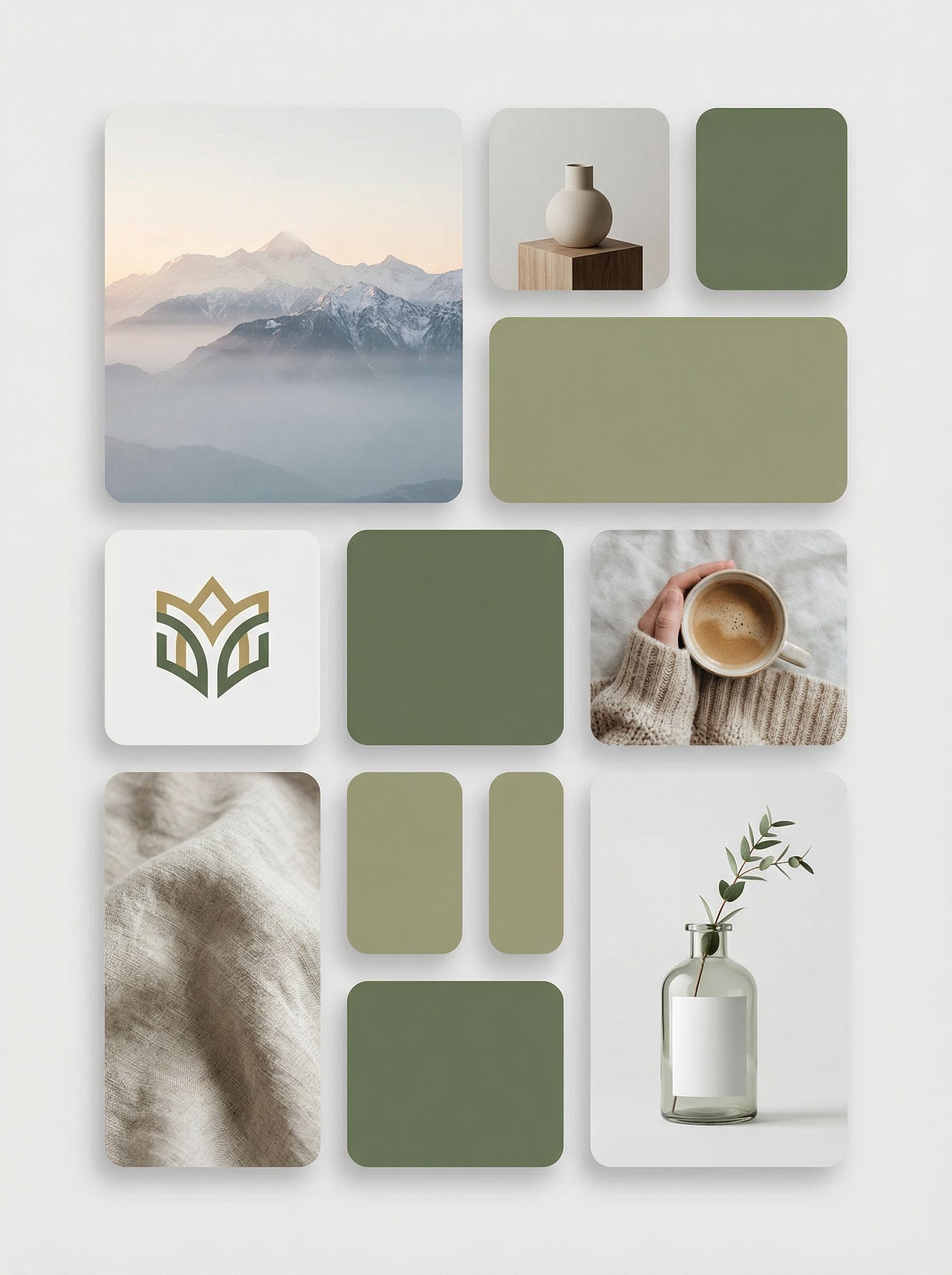 Minimalist nature lifestyle collage in green tones