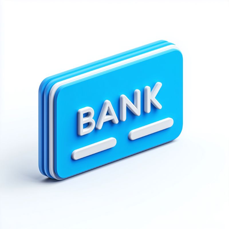 3D Blue Bank Card Icon on White Background
