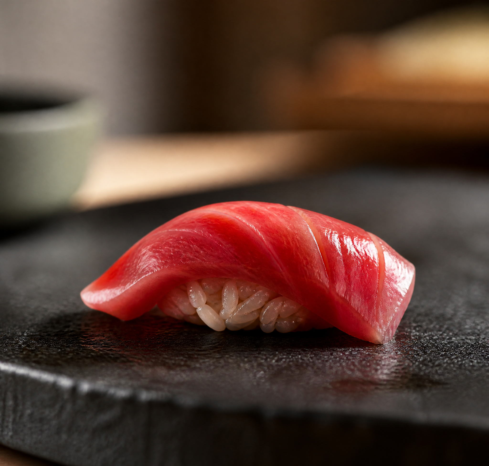 Fresh Tuna Nigiri on Stone Plate