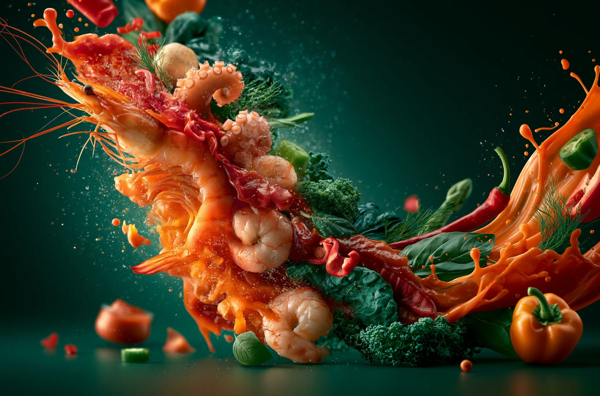Dynamic Seafood and Vegetable Splash