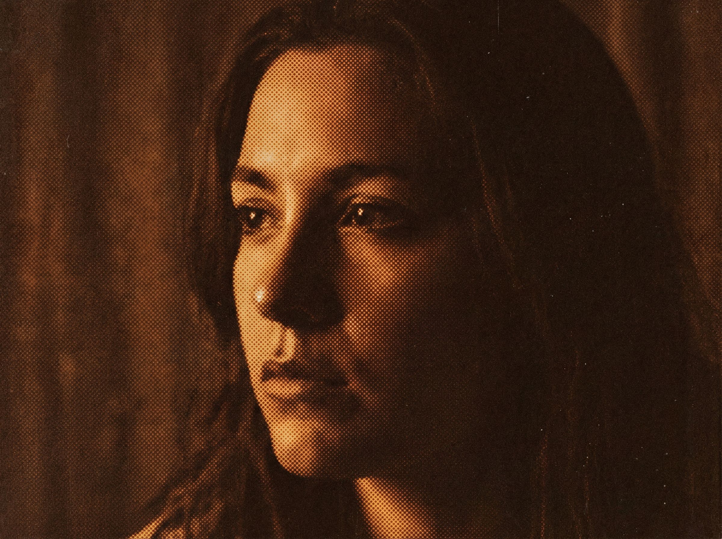 Moody vintage portrait of woman in profile