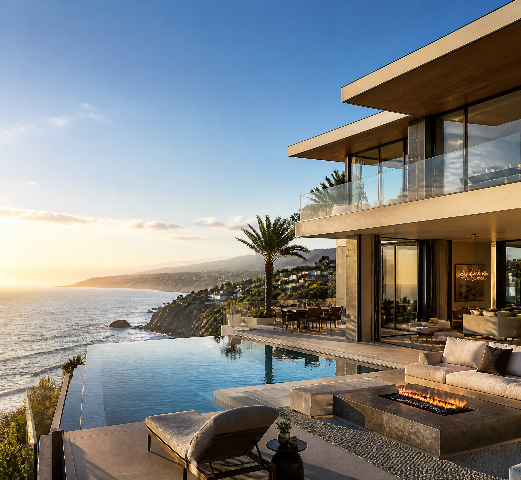 Modern Luxury Villa with Infinity Pool at Sunset