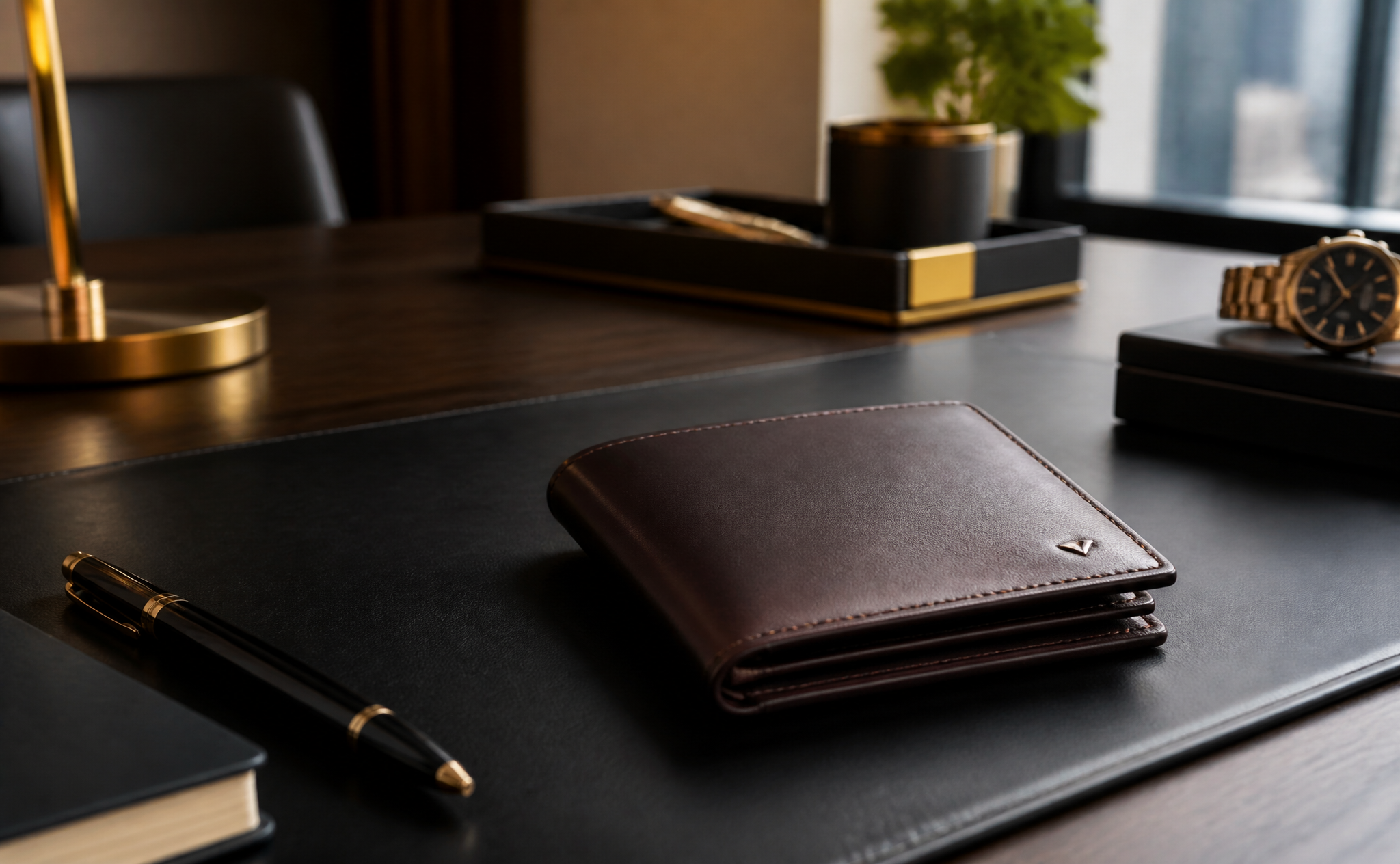 Wallet on luxury office desk