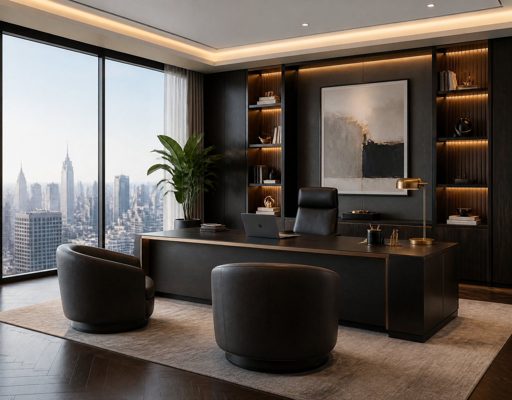 Luxury Modern Executive Office with City View