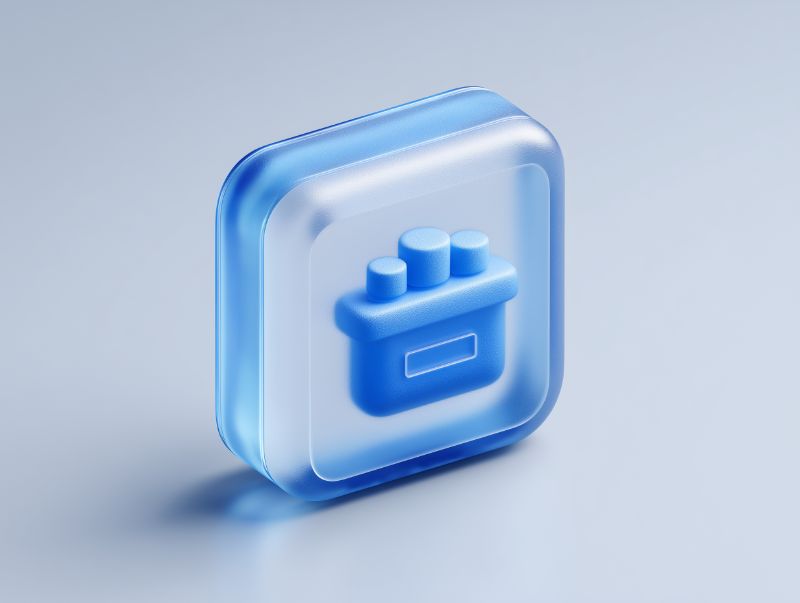 3D glassy blue LEGO-style plugin icon
