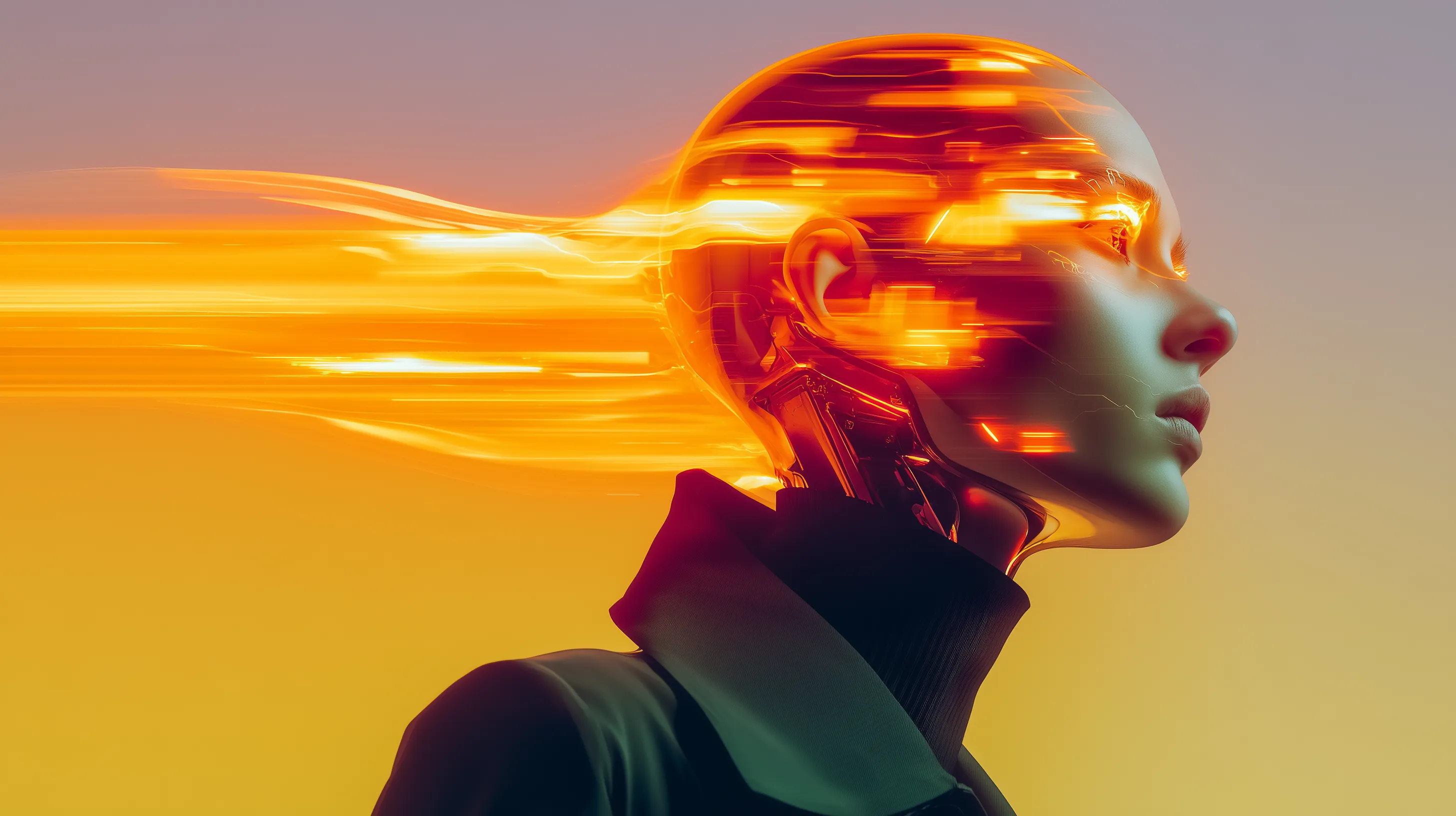 Futuristic cyborg profile with neon energy | Stock Image & Design Asset ...