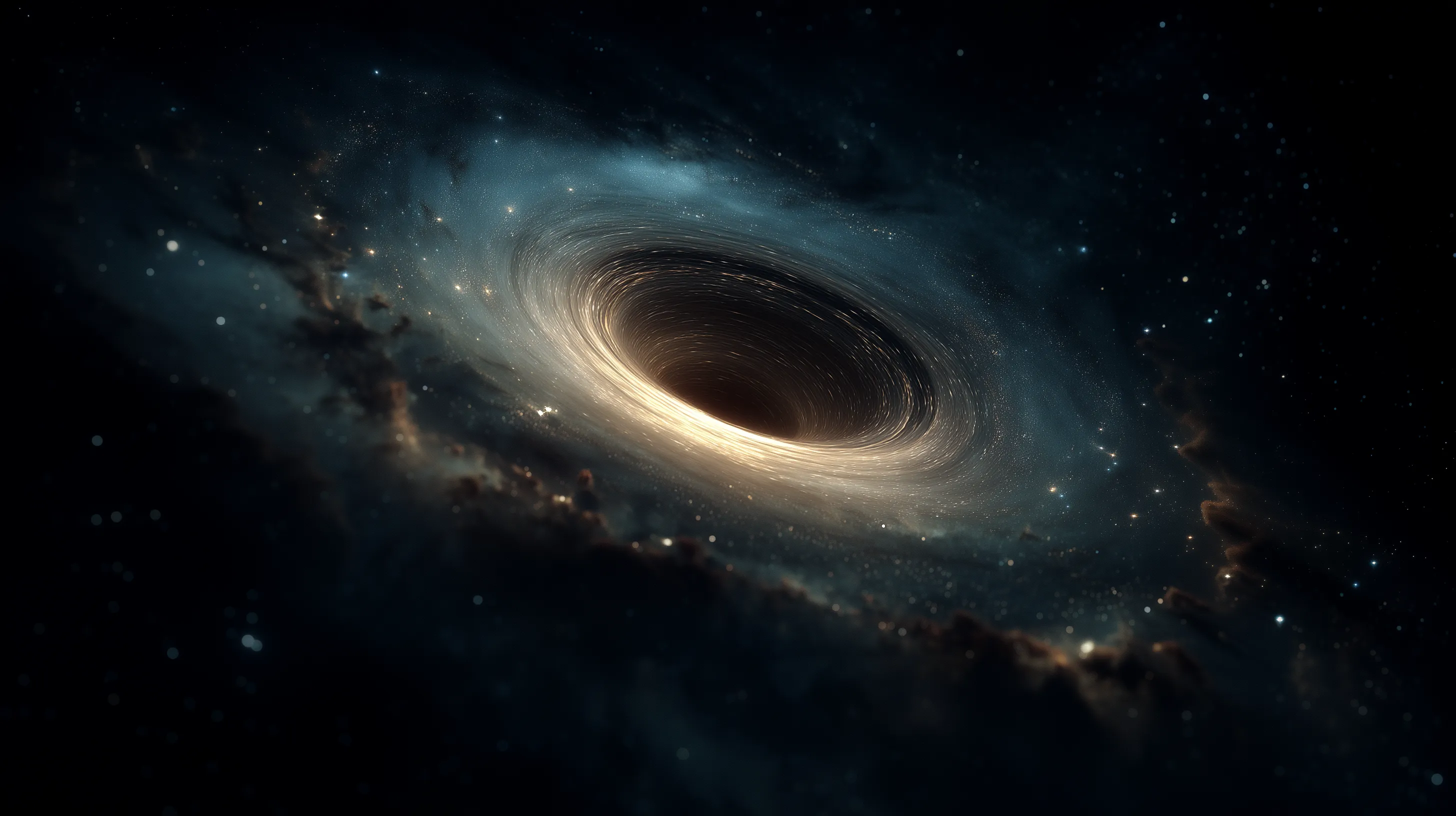 Deep Space Black Hole with Glowing Accretion Disk