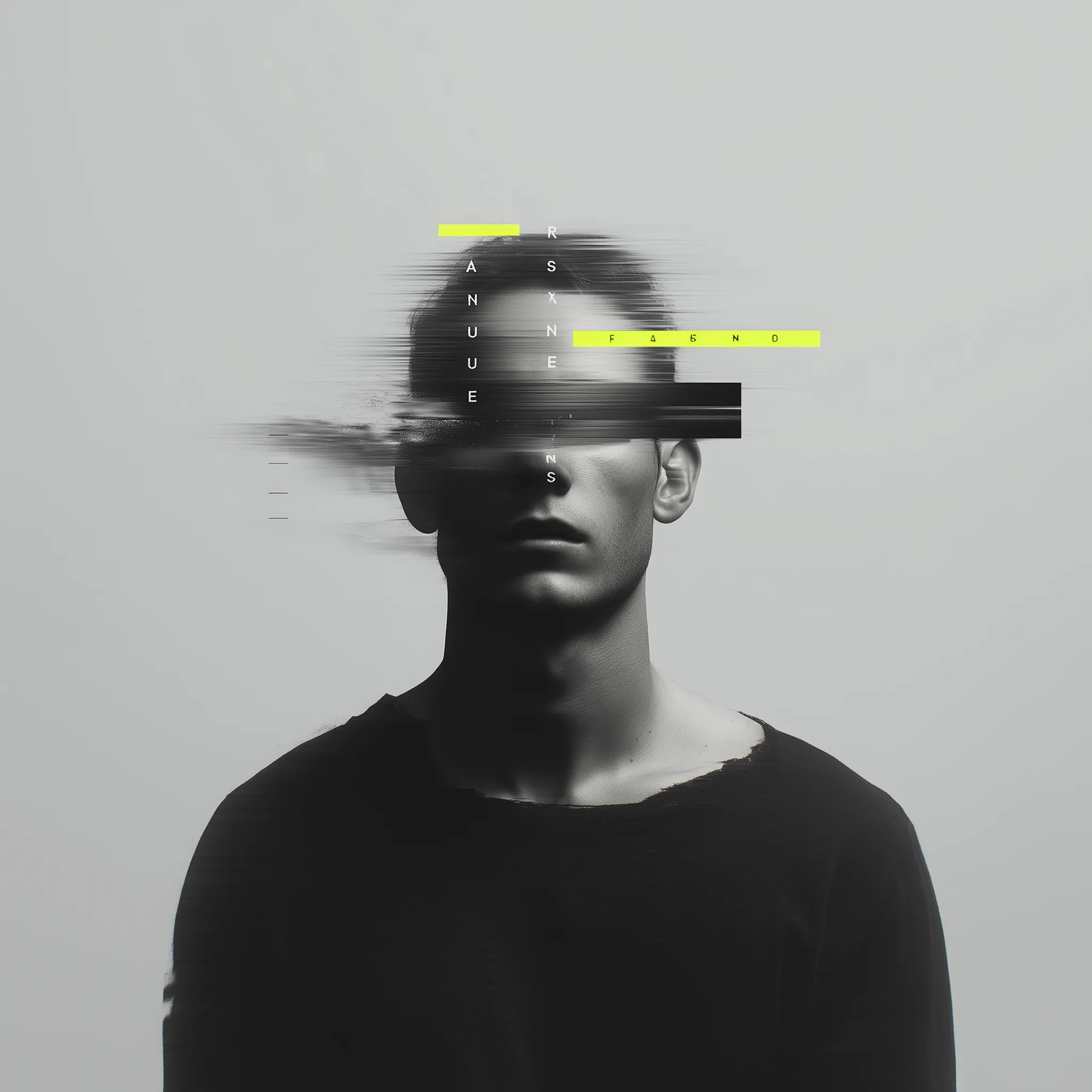 Abstract Glitch Portrait of a Man