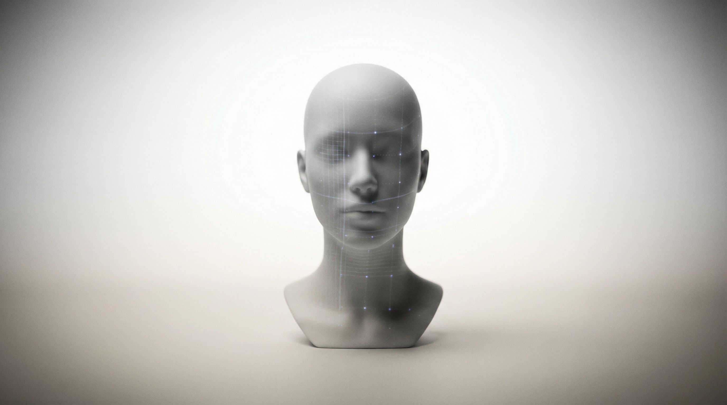 Abstract 3D Head With Digital Face Grid