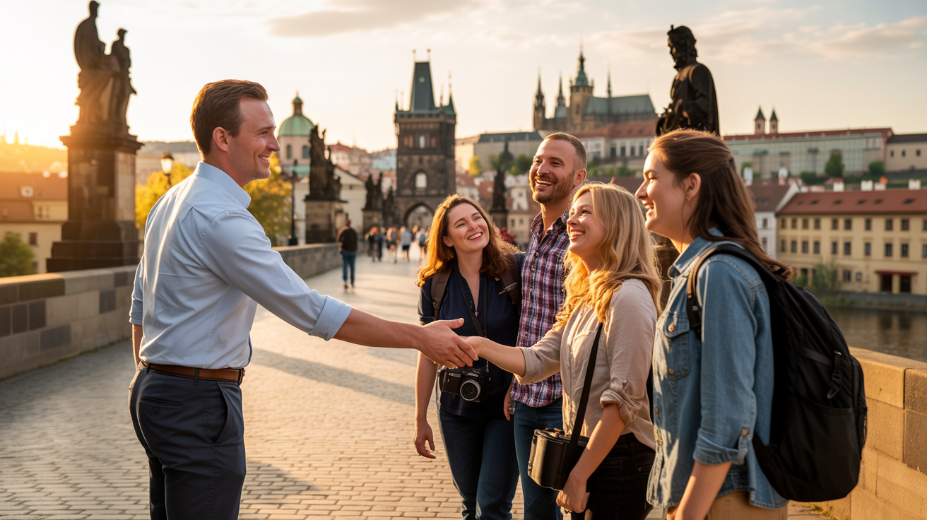 Prague panorama and Charles Bridge
