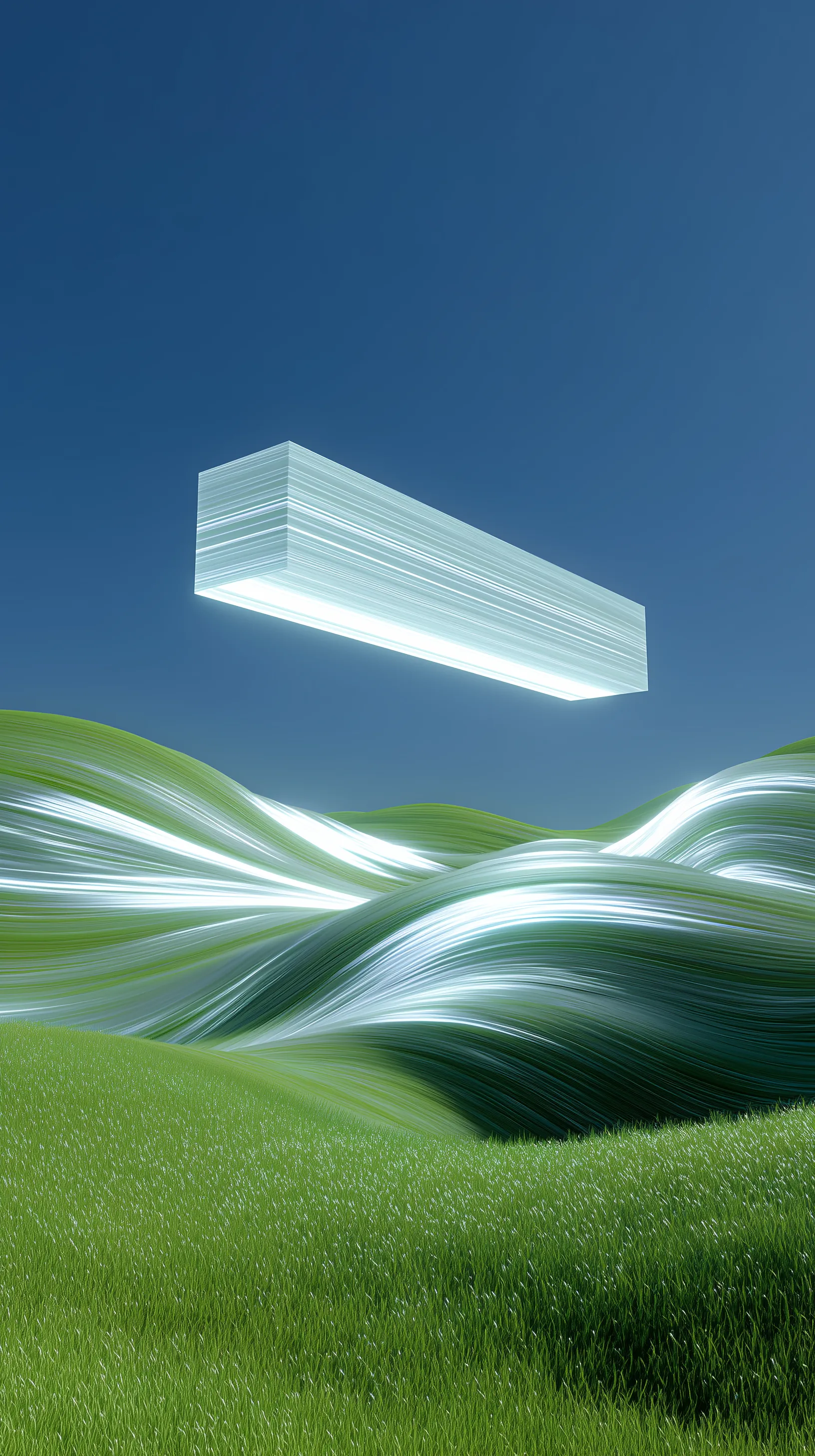 Futuristic Light Block Over Abstract Hills