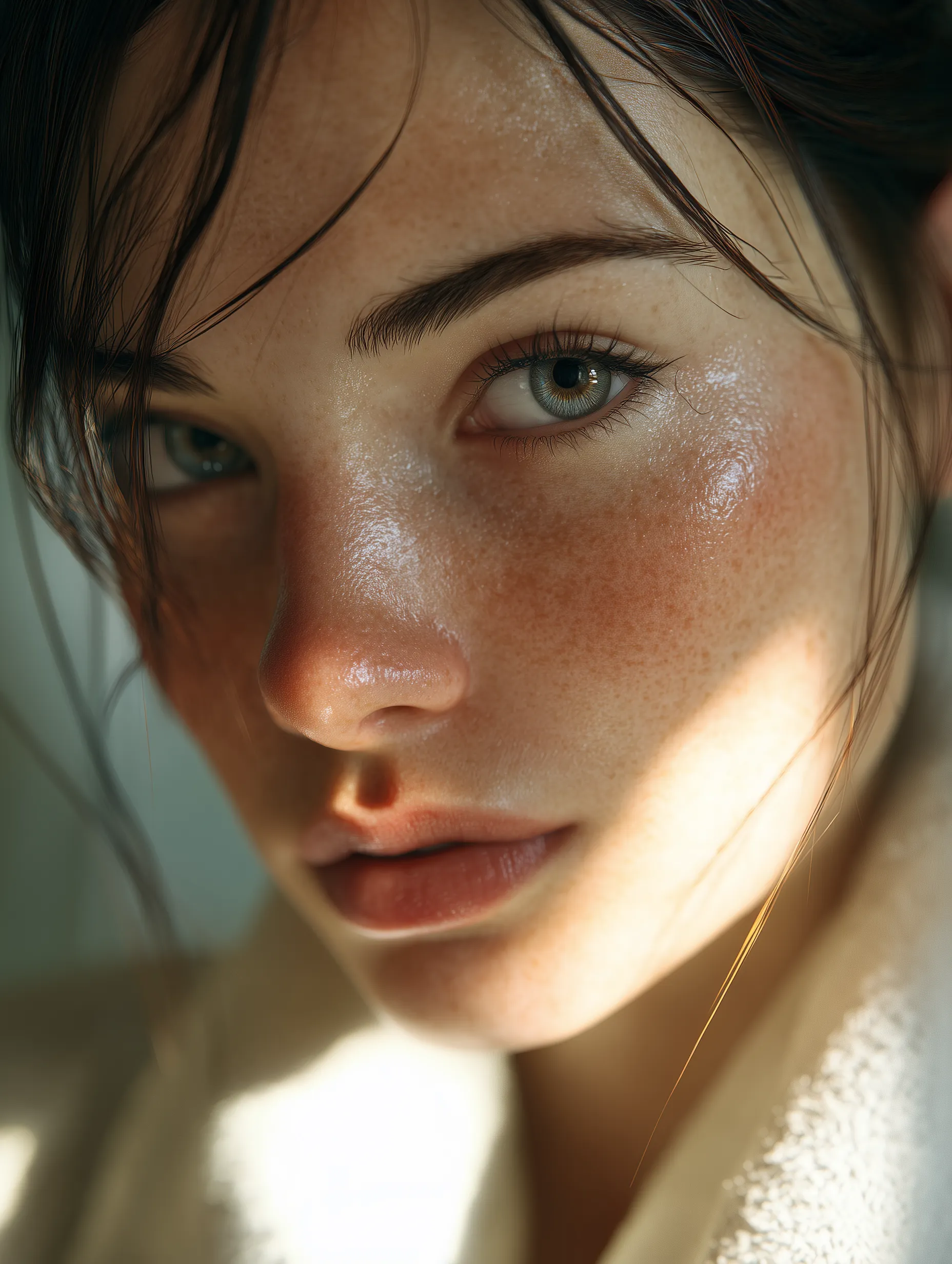 Close-up Portrait of a Freckled Young Woman