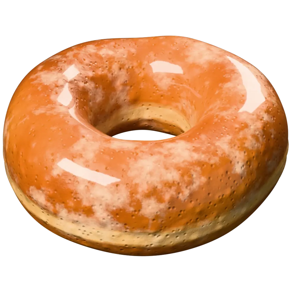 Golden yeast donut under a delicate translucent sugar glaze