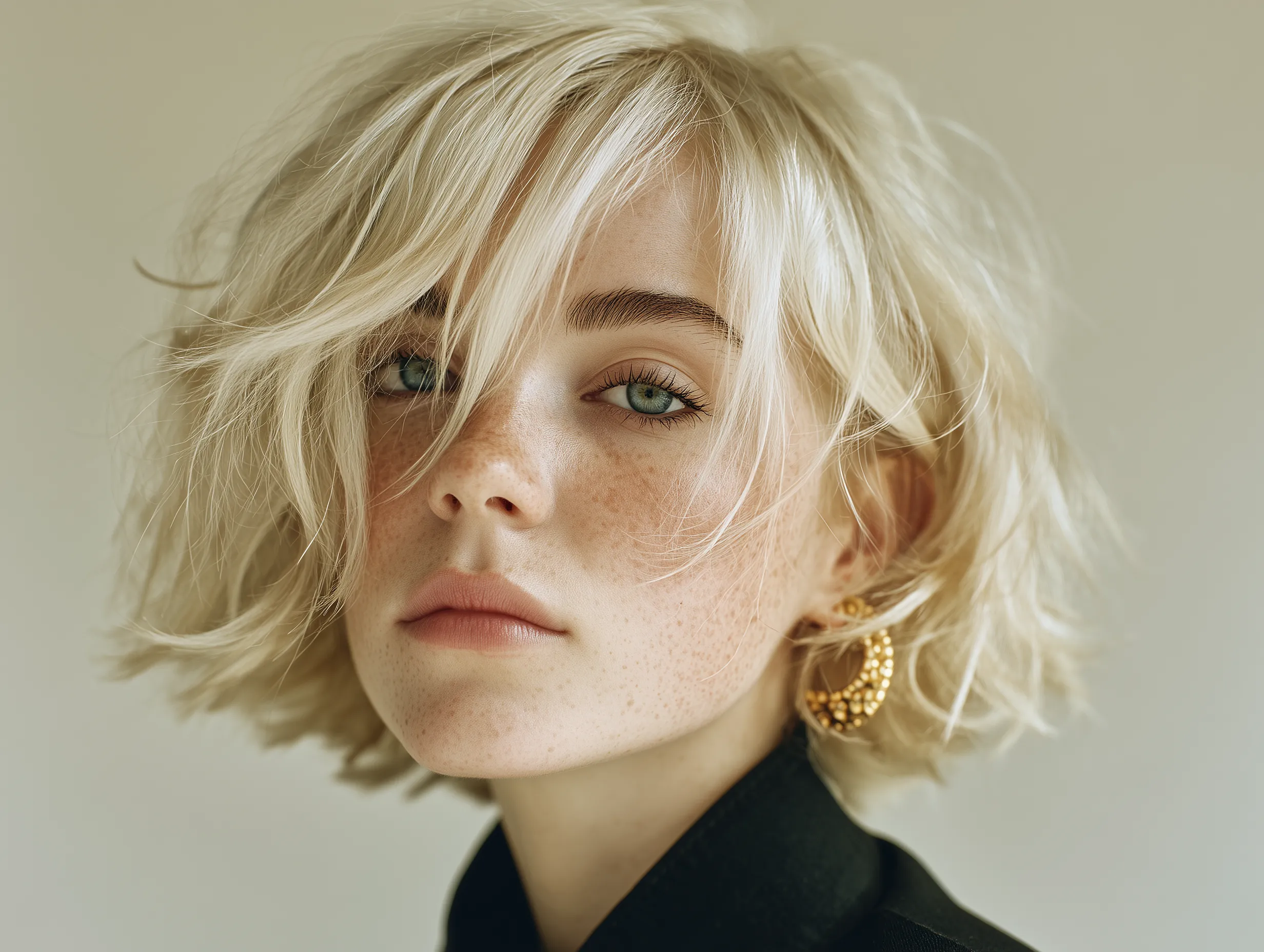 Portrait of a Blonde Woman with Freckles
