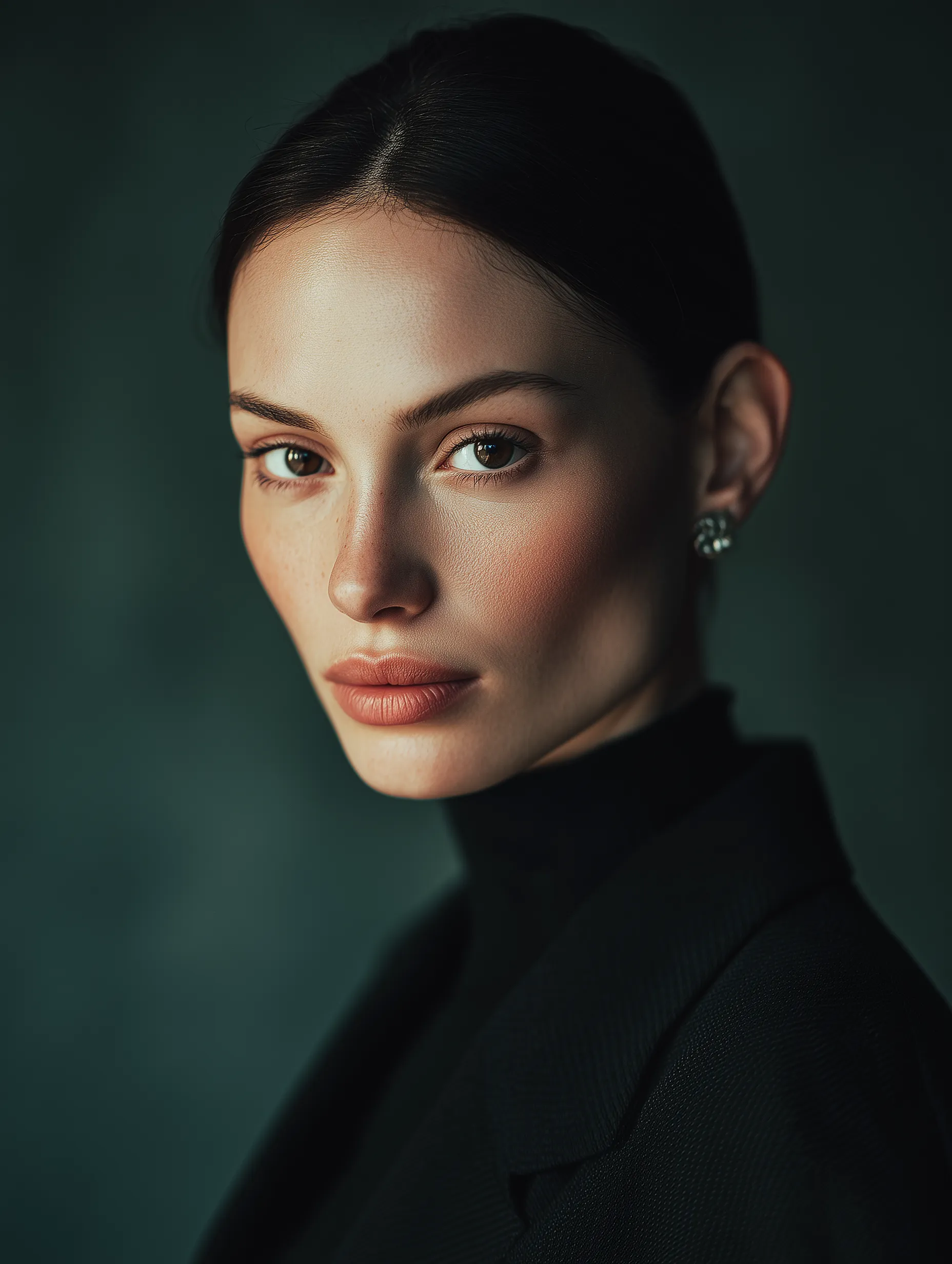 Elegant Close-Up Portrait of a Woman in Black