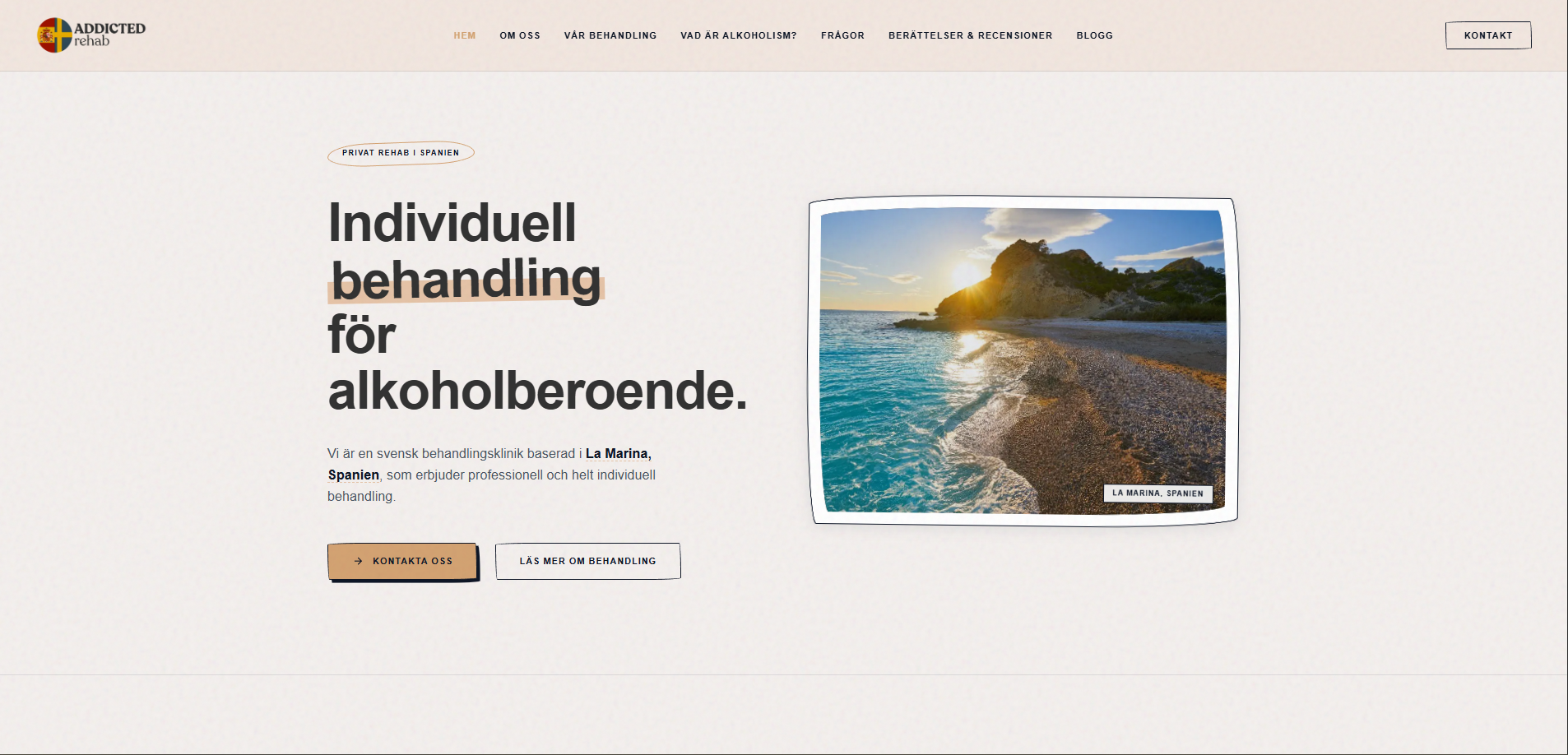 Addicted Rehab webbplats - rehabiliteringscenter för alkoholberoende