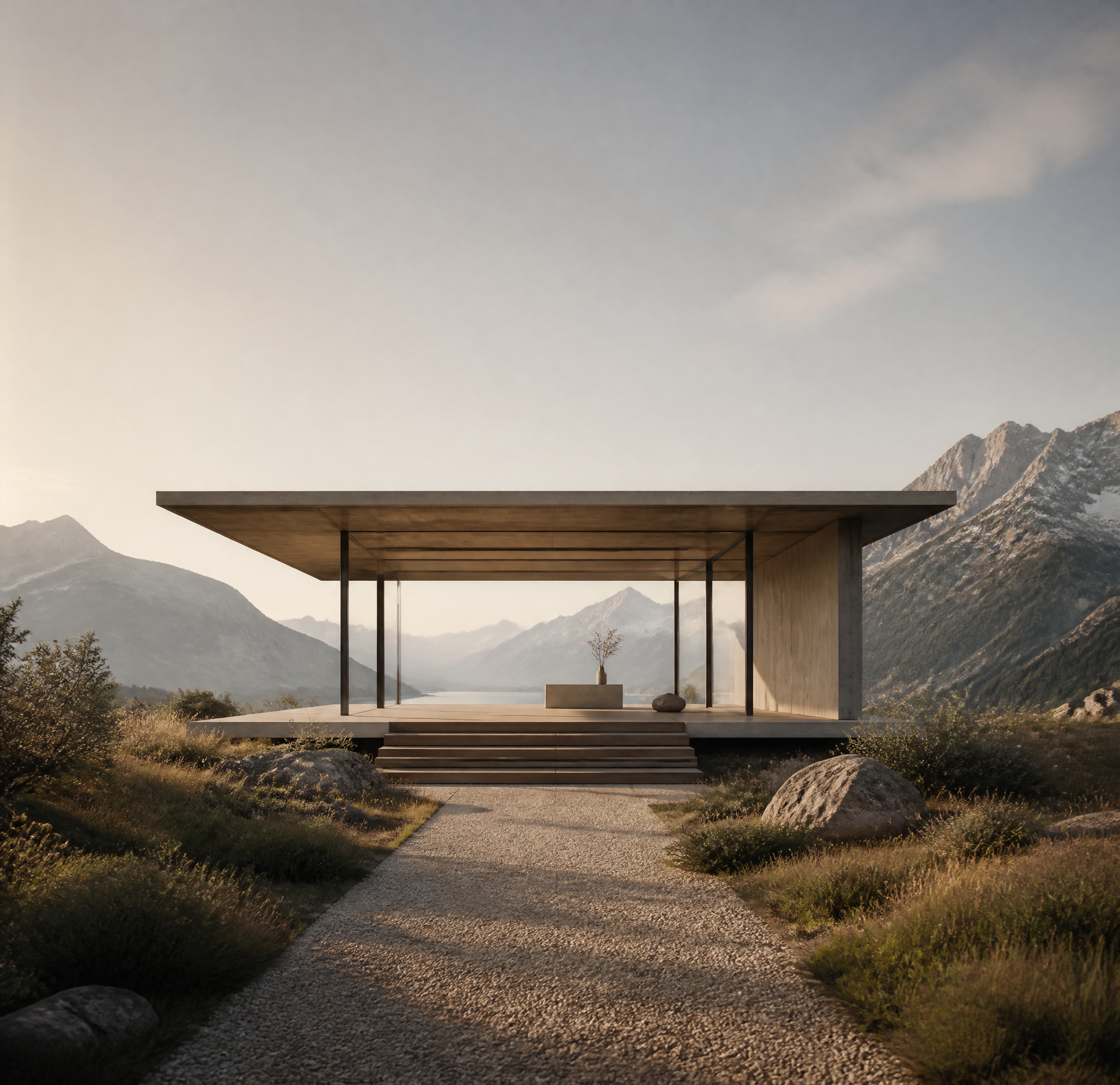 Modernist Pavillion in Alpine Landscape