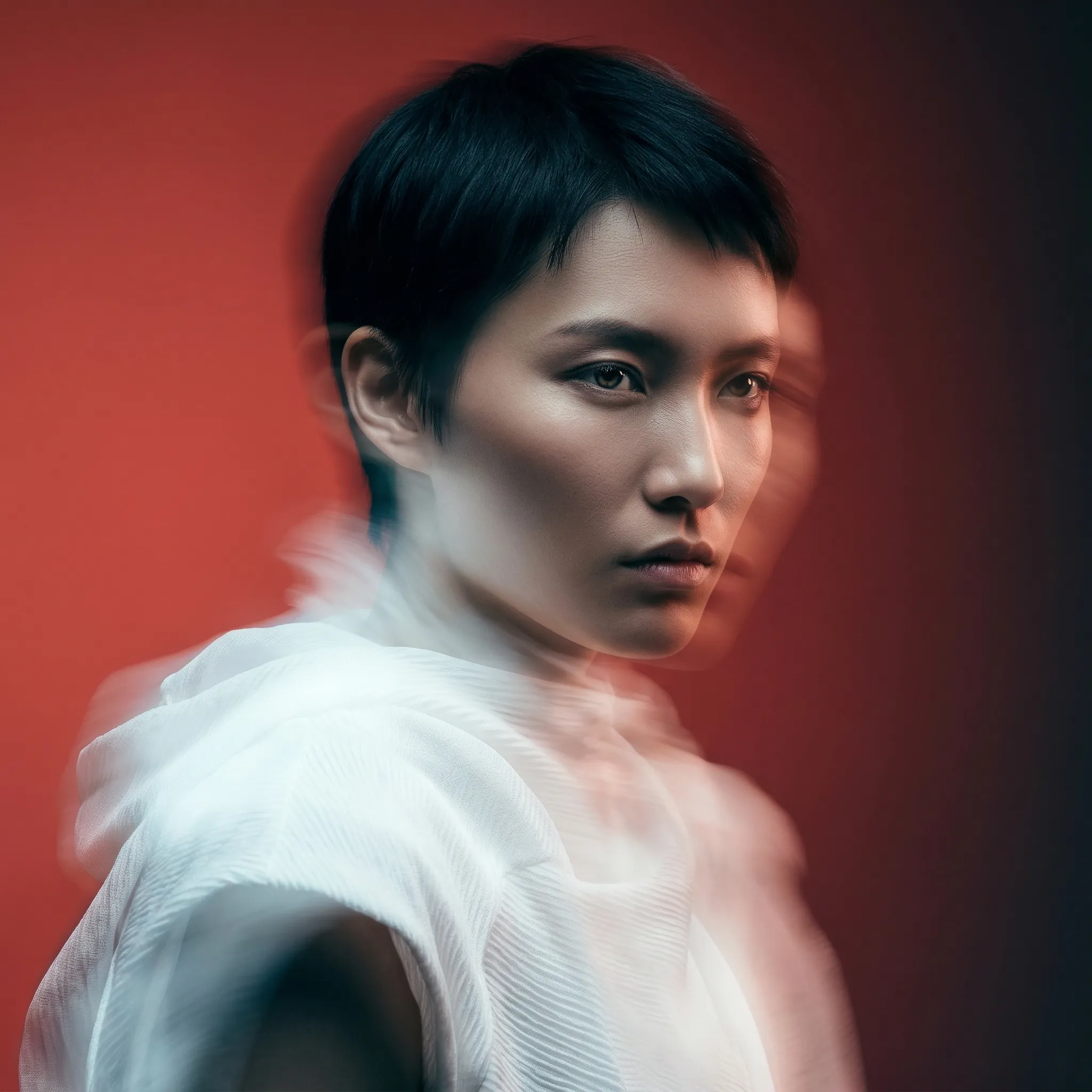 Abstract Motion Portrait in Red Light